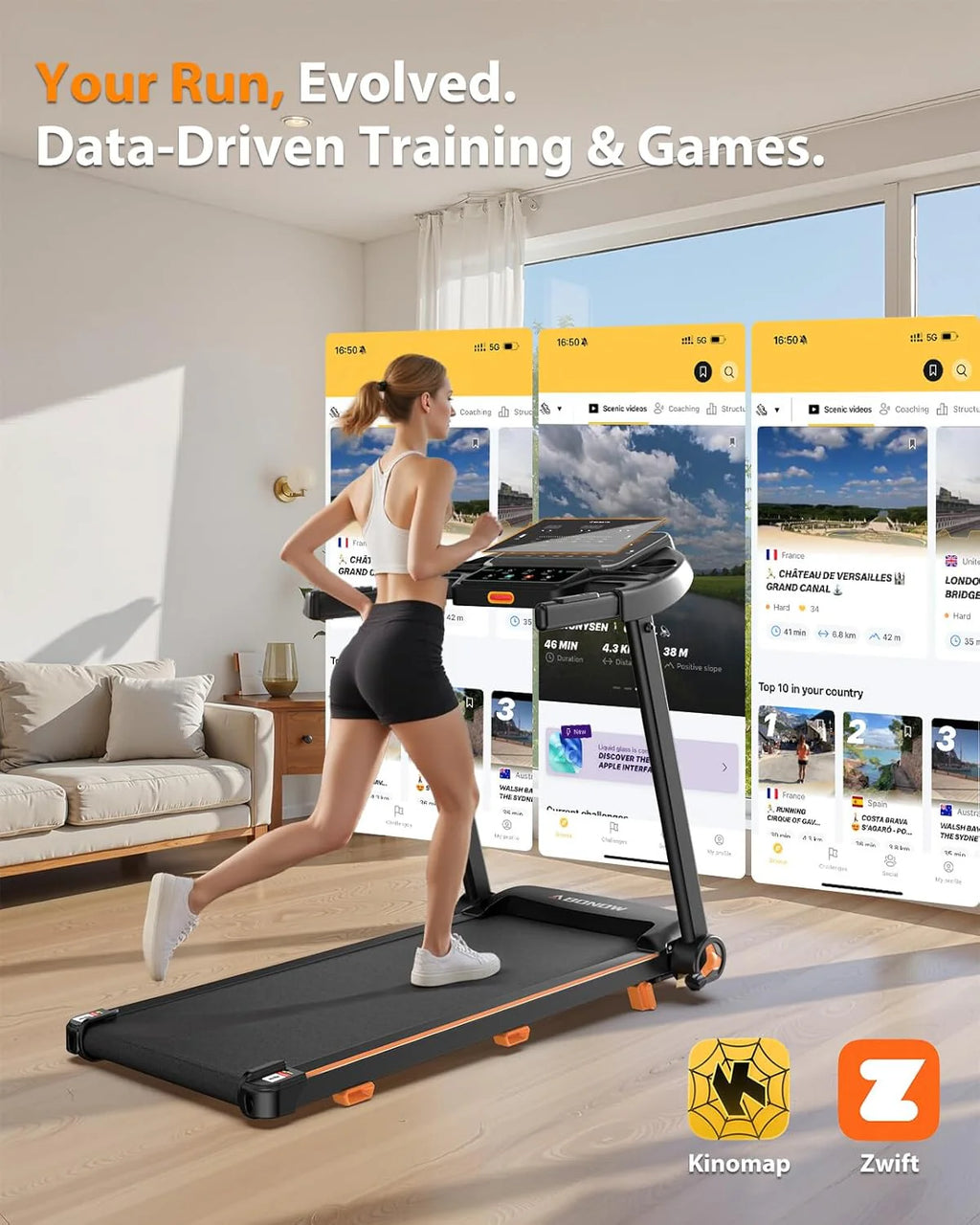 Foldable Treadmill for Home with Incline Extra Large Dual LED Screen Home Office Treadmills