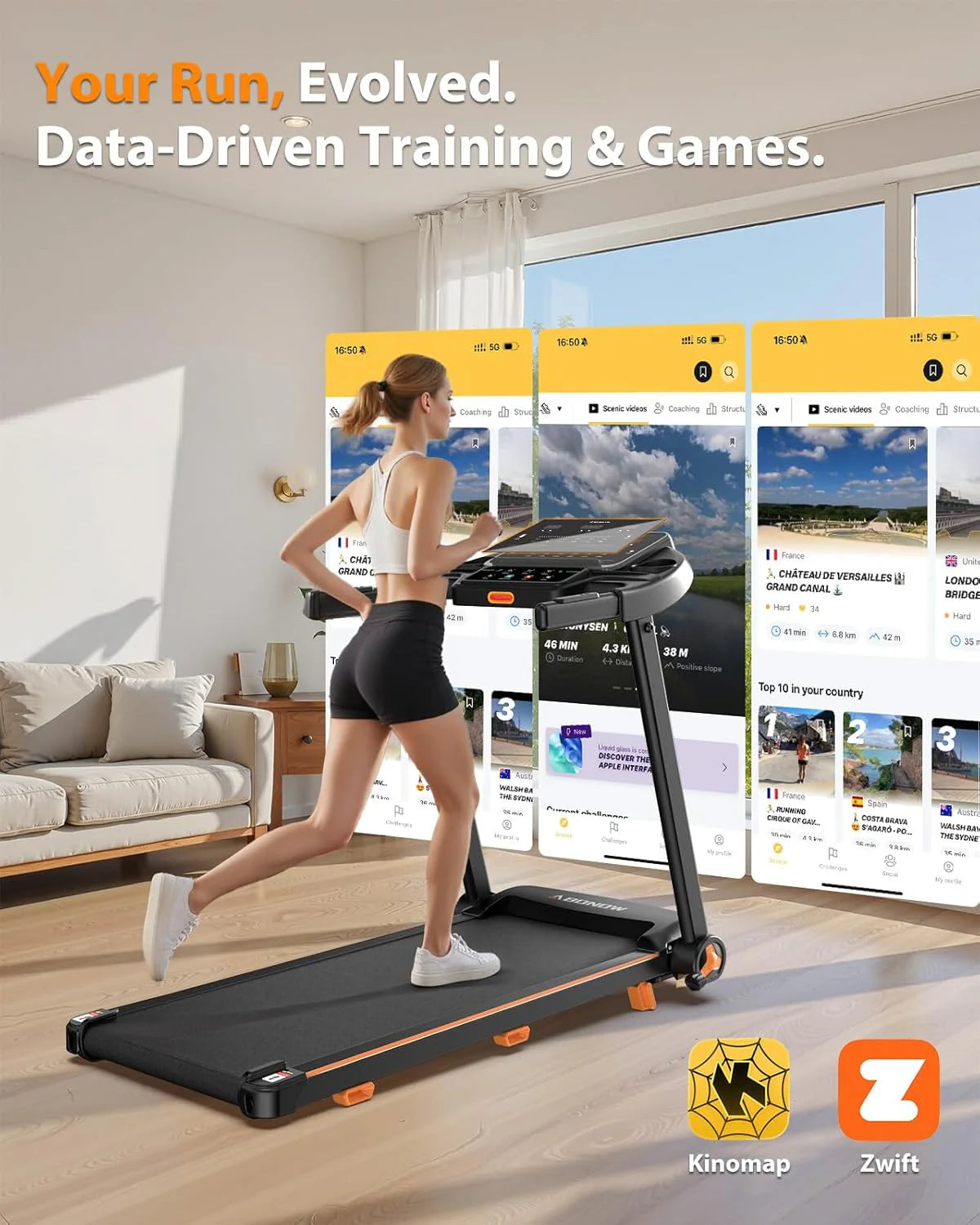 Foldable Treadmill for Home with Incline Extra Large Dual LED Screen Home Office Treadmills