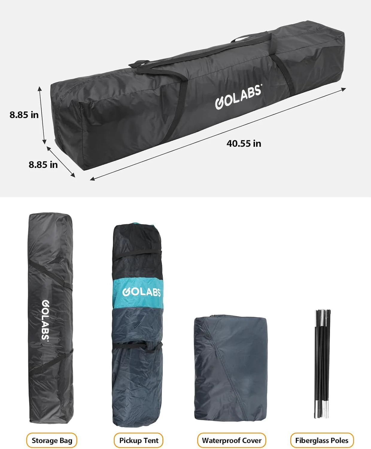 Golabs Truck Bed Tent for 5.5-6.5 Ft Bed, 5-Minute Easy Setup by Pre-Assembled Design, Waterproof PU2000mm, 2-Person Portable with Extra Rainfly Cover for Camping & Outdoor, Includes Storage Bag