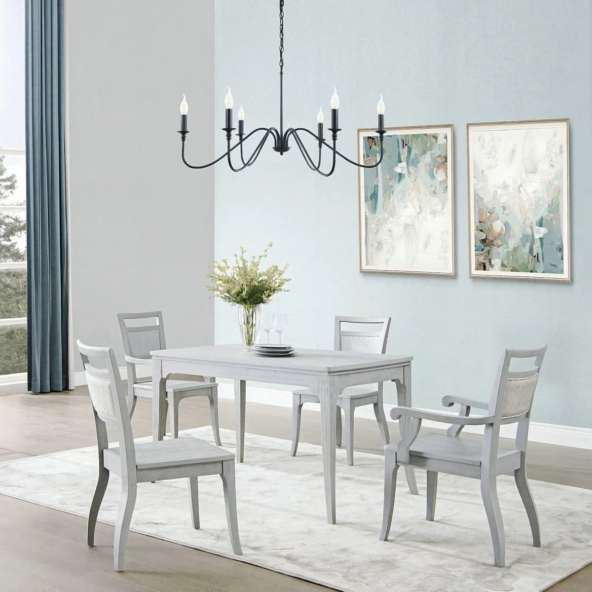 6-Arm Matte Black Candelabra Chandelier