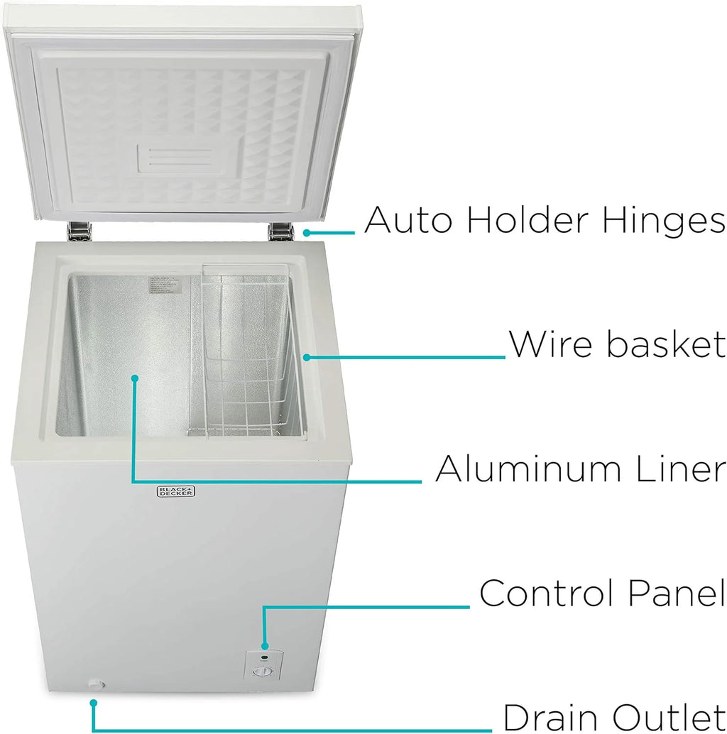 BLACK+DECKER 2.0 Cu. Ft. Compact Chest Freezer, Deep Freezer Holds Up To 70 Lbs. of Frozen Food