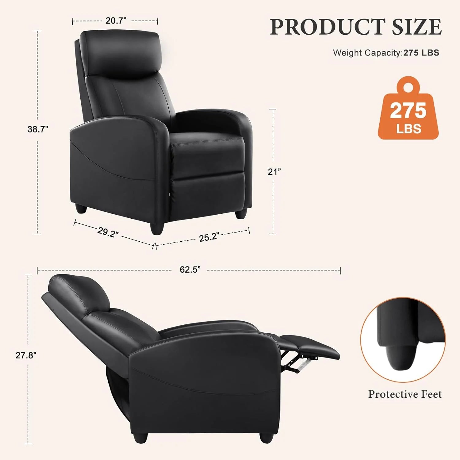 Sweetcrispy Recliner Chair, 360 Swivel Rocker Chair for Adults, Glider Rocker Recliners, Nursery Chairs for Living Room, High Back, Upholstered Deep Seat, Classical Brown