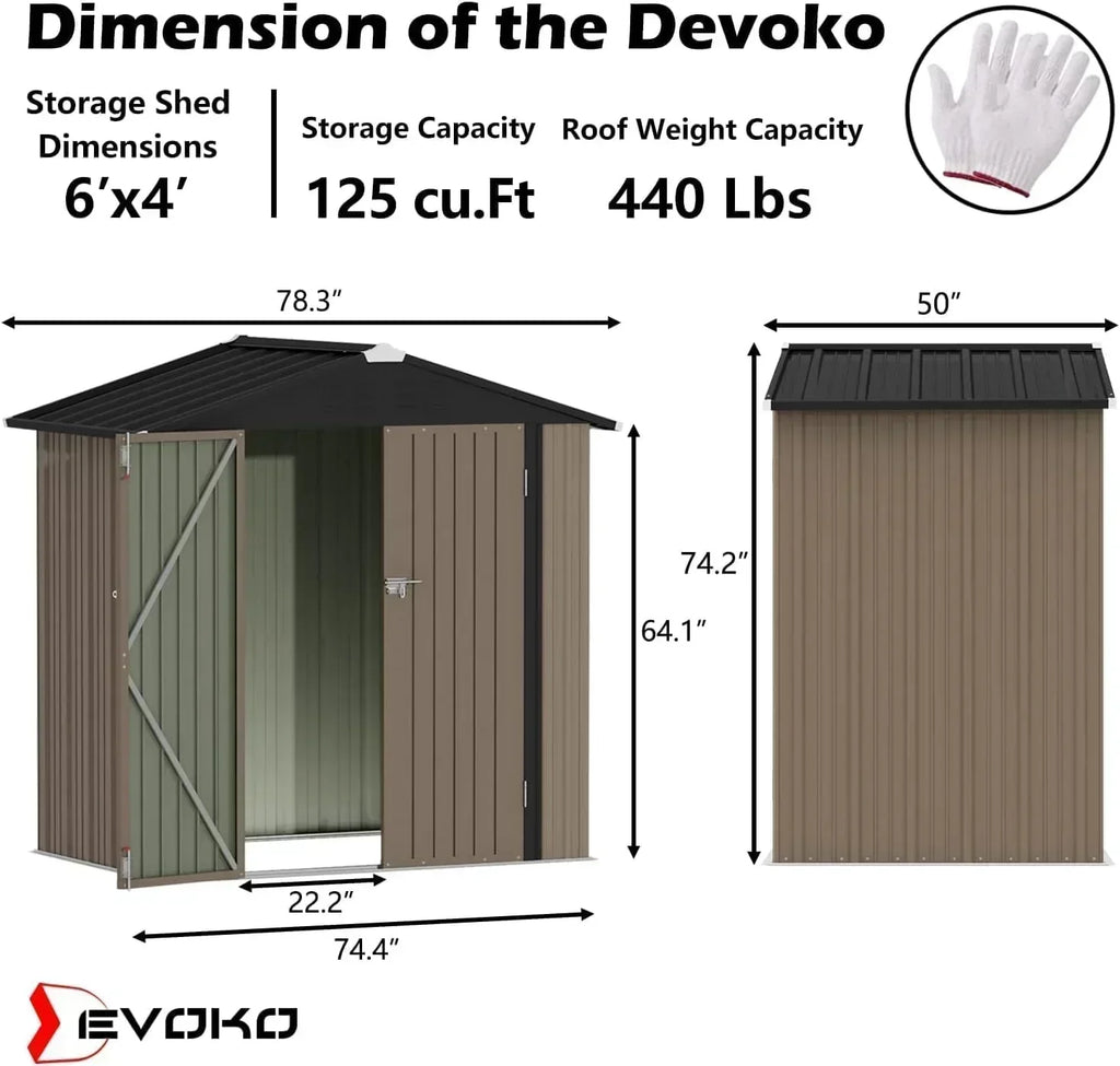 Devoko Outdoor Storage Shed Lockable Metal Garden Shed Steel Anti-Corrosion Storage House