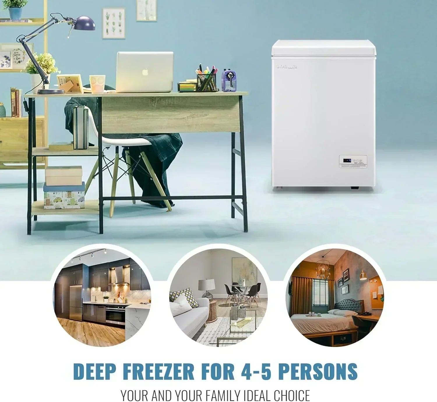 Chest Freezer 5.0Cubic Feet Deep Freezer Freestanding Freezers 2 Removable Stainless Steel Basket