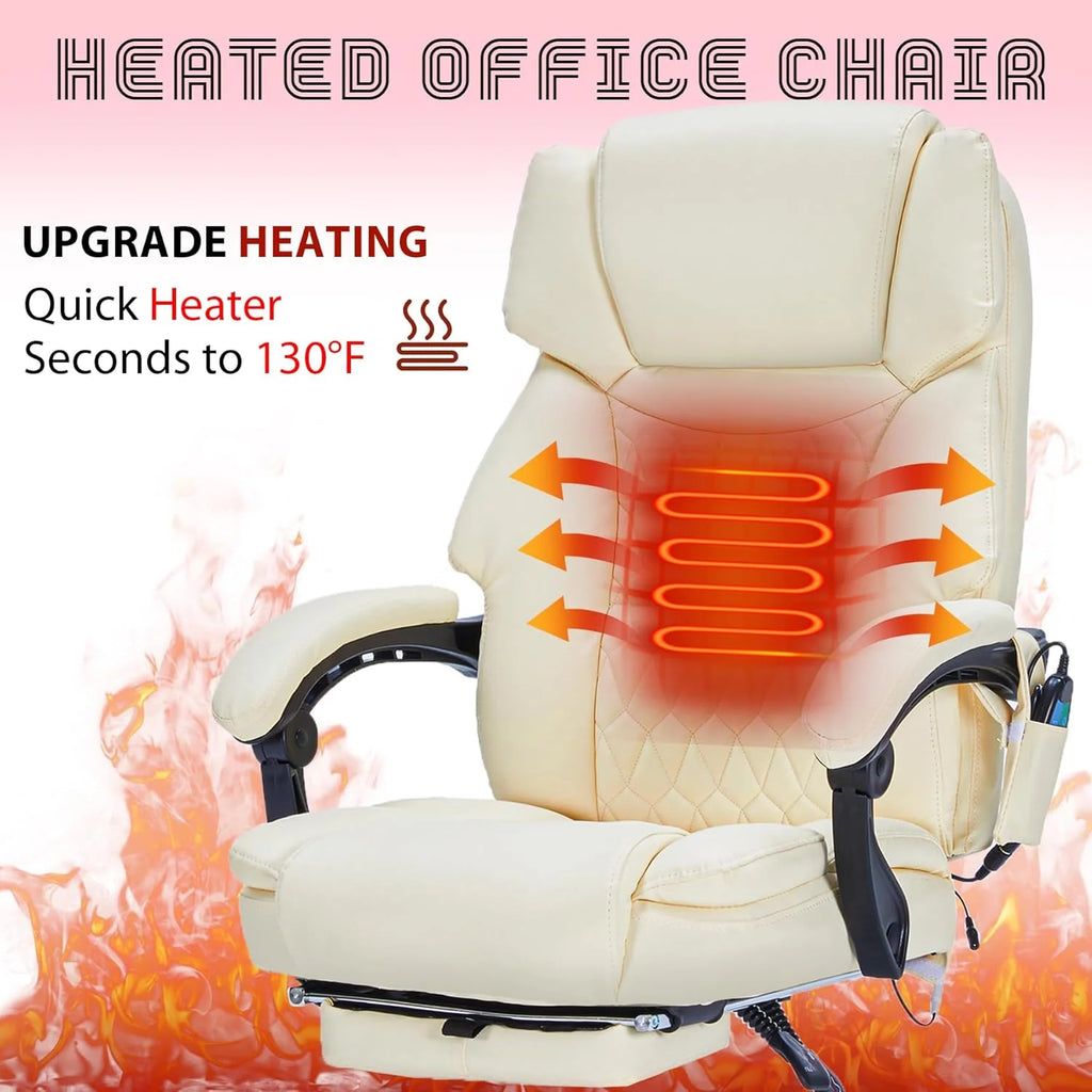 Massage Office Chair with Footrest 6 Point Vibration and Heating Home Executive Office Desk Chair