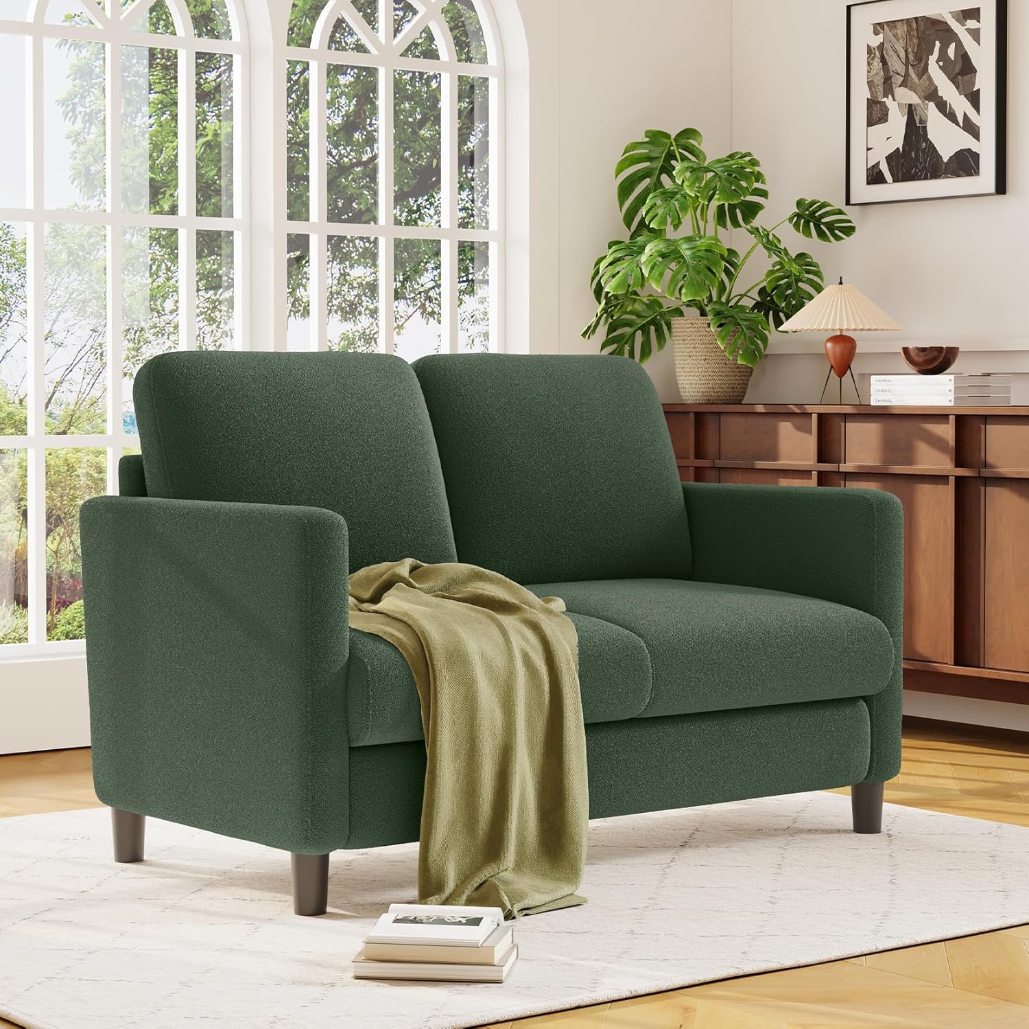 Loveseat Sofa 51 Love Seat Comfy Corduroy Small Loveseat Tool-Free Setup Couch