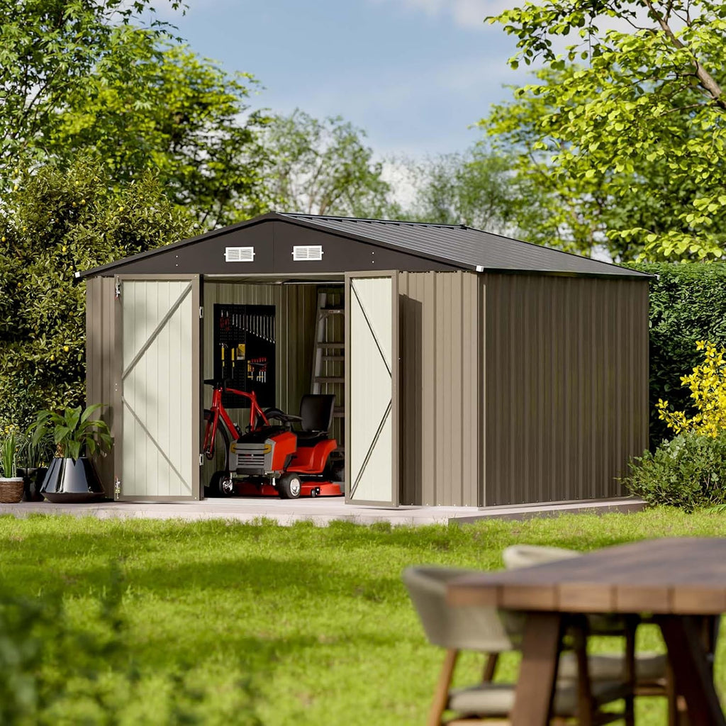 Patiowell 5x3 FT Outdoor Storage Shed Tool Shed with Sloping Roof and Lockable Door Metal Shed