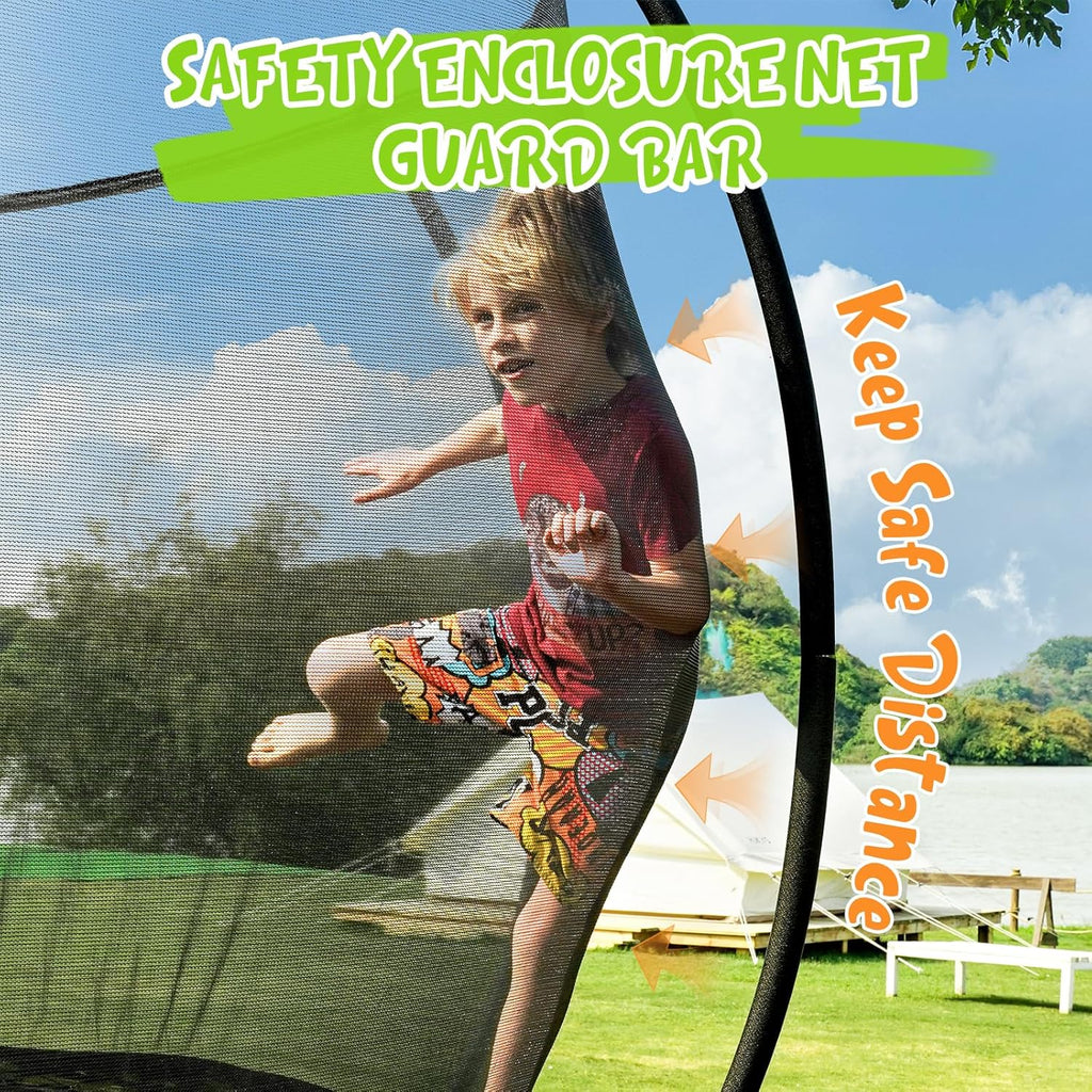 Gigu 10FT 12FT 14FT Recreational Trampolines with Enclosure Net and Ladder Anti-Rust Coating