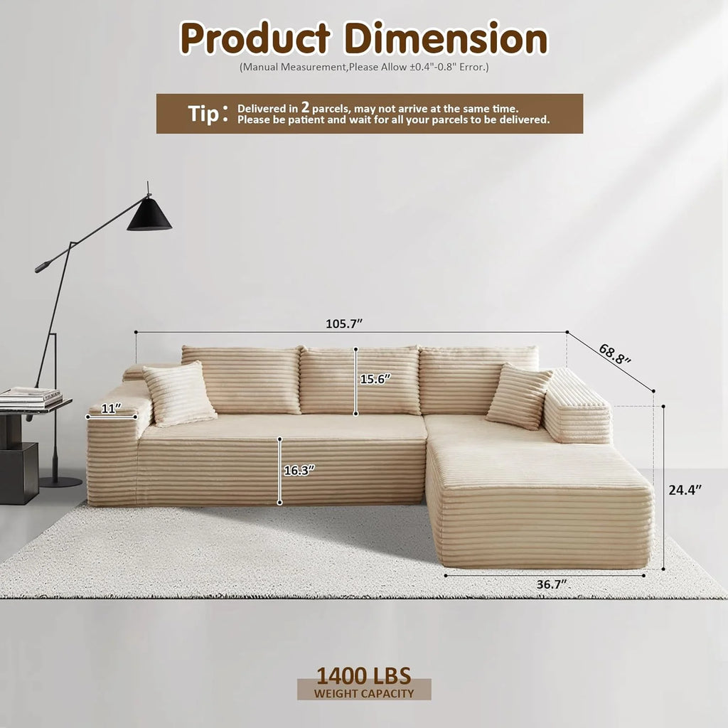 Ovios 104 Cloud Section Sofa L-shaped lounge chair, modern modular sofa