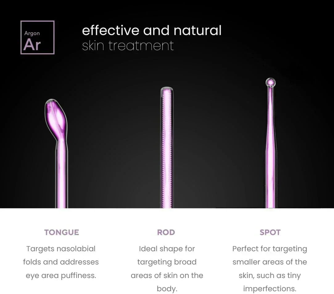 NuDerma Professional Skin Therapy Wand Portable Skin Therapy Machine with 6 Neon Argon Wands