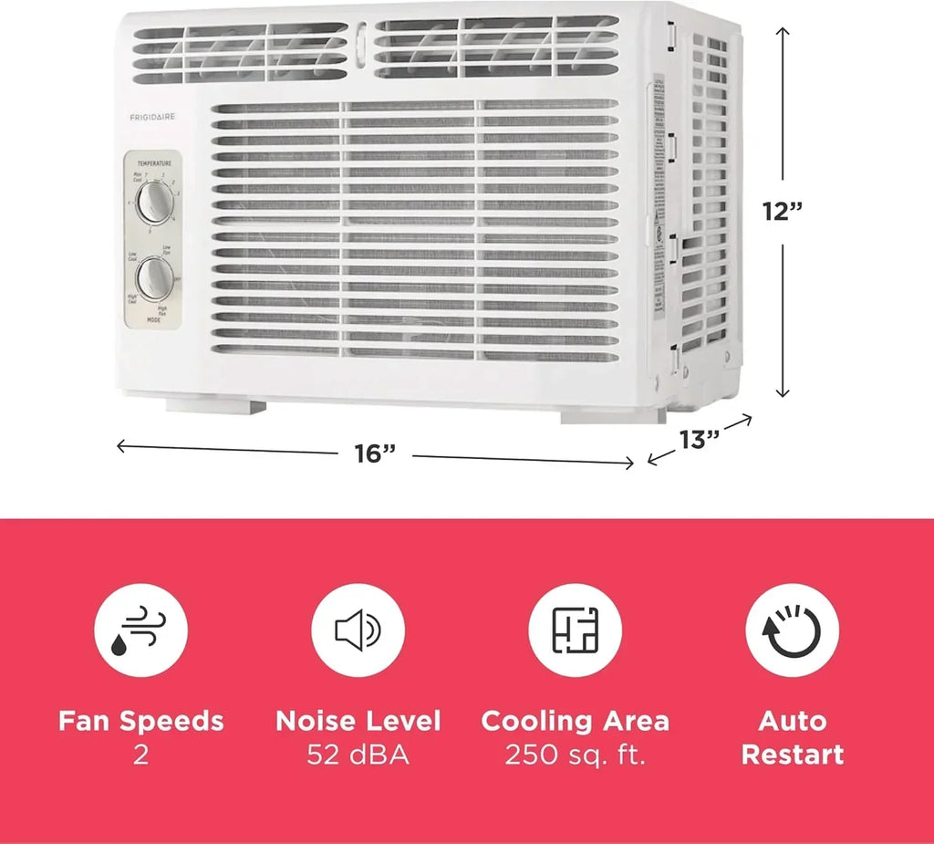 Frigidaire 5,000 BTU Window Air Conditioner Remote Control Cools Up to 150 Sq. Ft. Quiet Operation