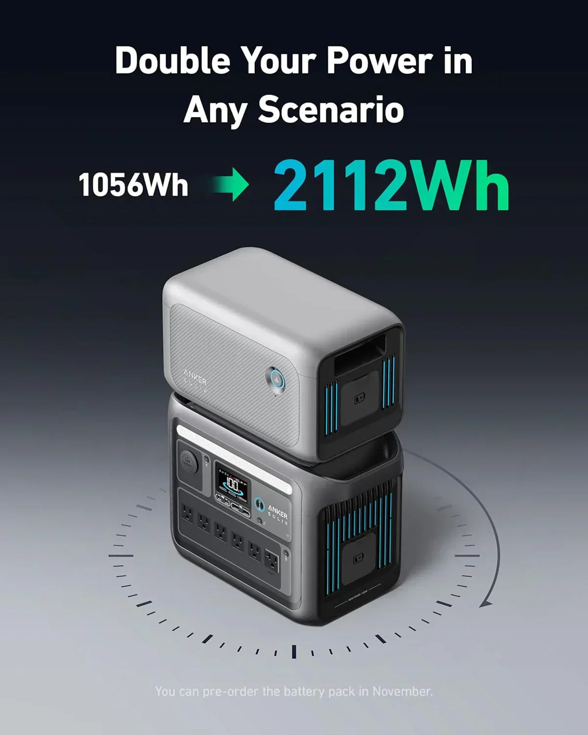 Portable Power Station 1800W (2400W Peak) Solar Generator 58 Minutes to Fully Charge