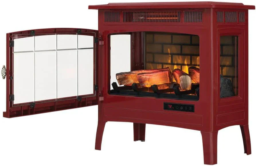 Freestanding Electric Fireplace Stove Heater with 3D Flame Effect for 1000 Sq. Ft