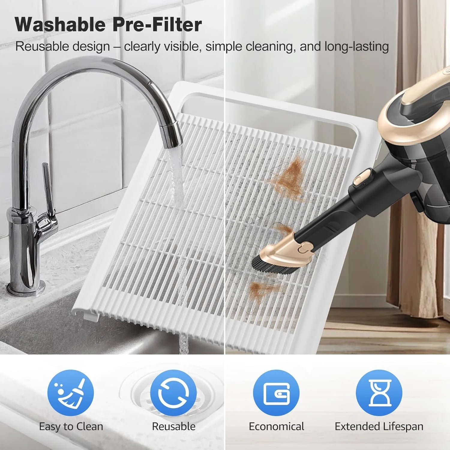KNKA Air Purifier for Home Bedroom Large Room Up to 1,695 Ft² in 1 Hr, HEPA Air Cleaner with Washable Pre-Filter, AQI Display, ECO Mode, Sleep Mode, Pet Mode for Pets, Dust, Pollen, APH4000