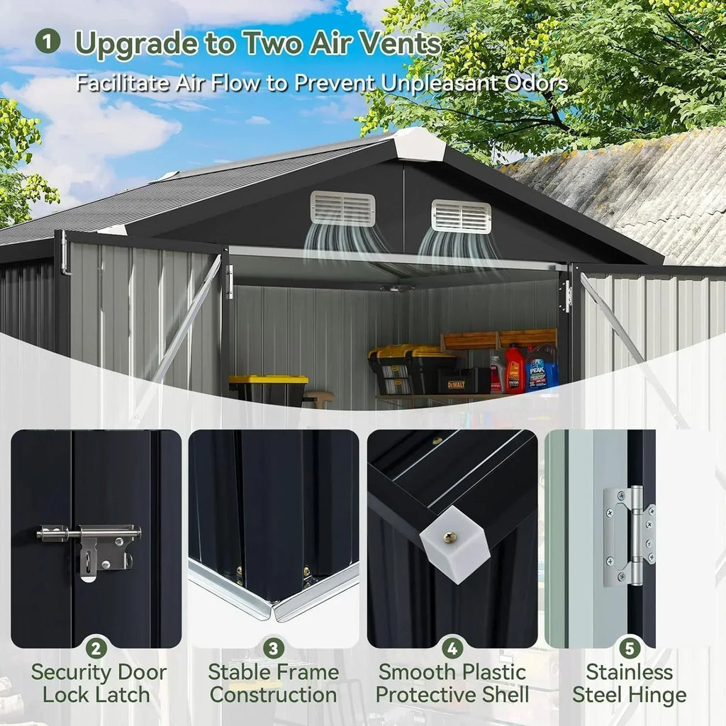 Aoxun 6.2x4 FT Shed Outdoor Storage Shed Metal Garden Shed Sloping Roof Tool Shed Bike Shed