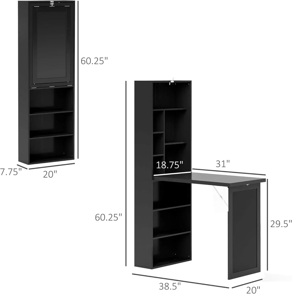 Folding convertible writing desk wall mounted desk cabinet multifunctional home workstation