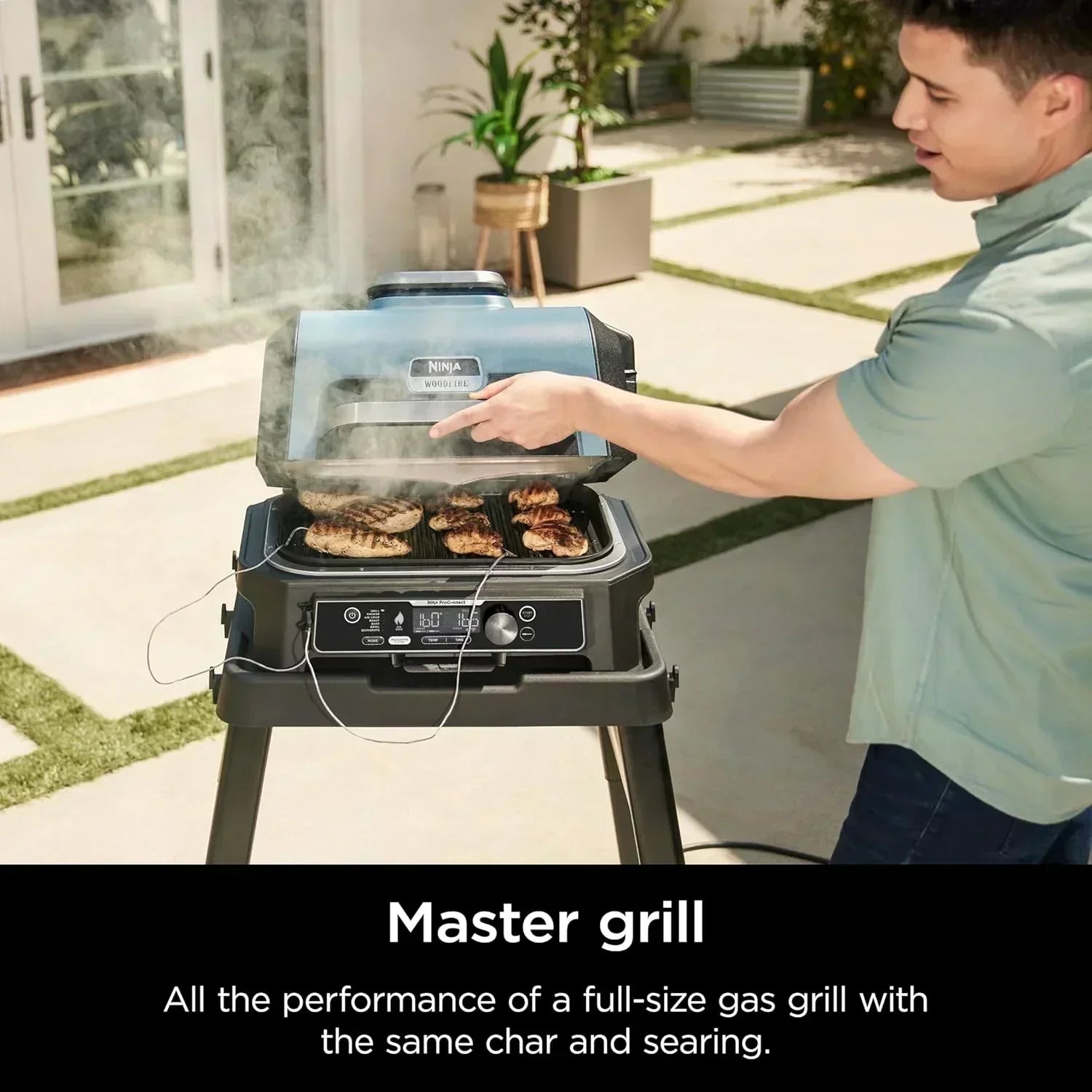 Ninja Woodfire Pro XL Outdoor Grill Smoker Thermometer 4-in-1 Master Grill BBQ Smoker Outdoor Air Fryer