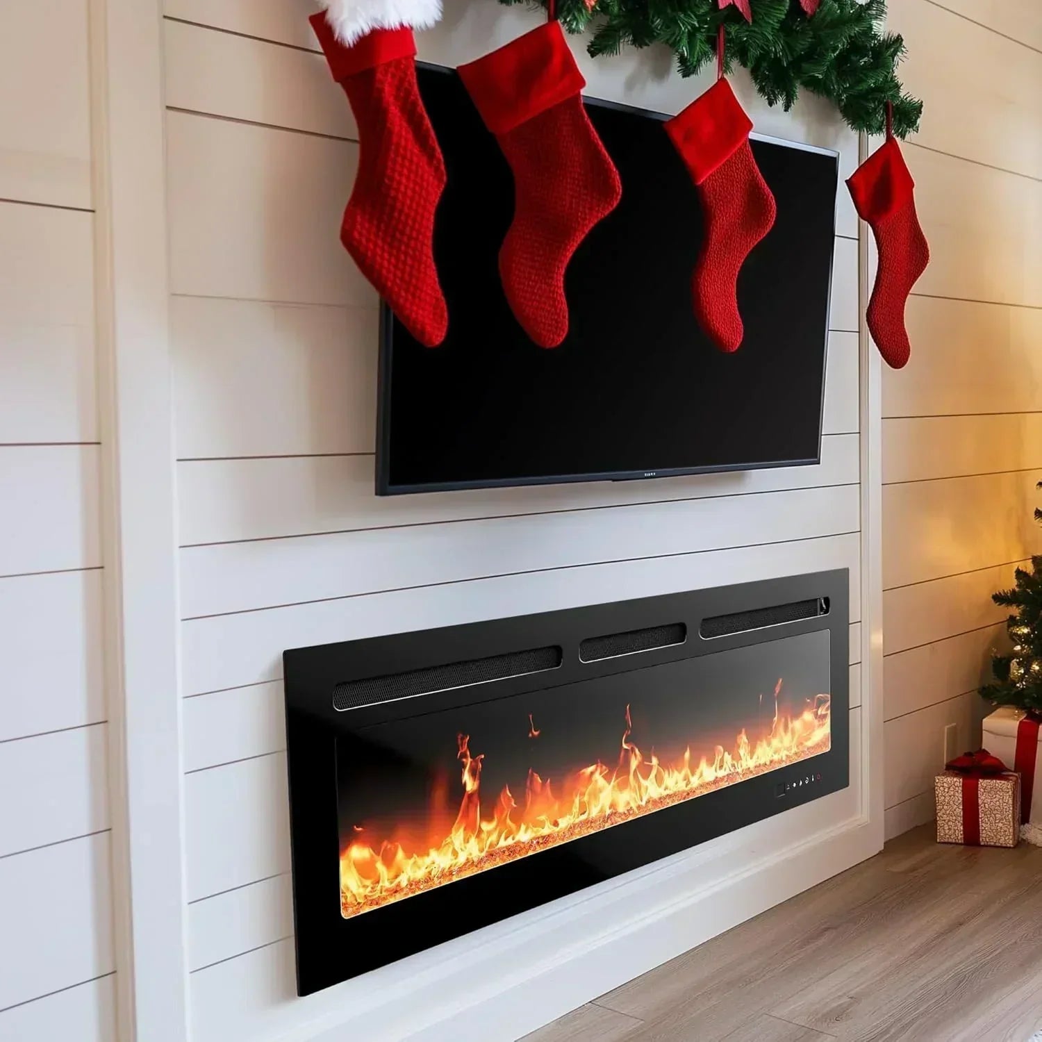 50 Smart Electric Fireplace 5300 BTU Heat Output Wall-Mount Built-In Electric Fireplace