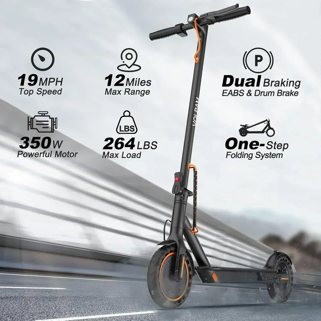 Volpam electric scooter Powerful electric motor Solid tires 28/21/12 mile range
