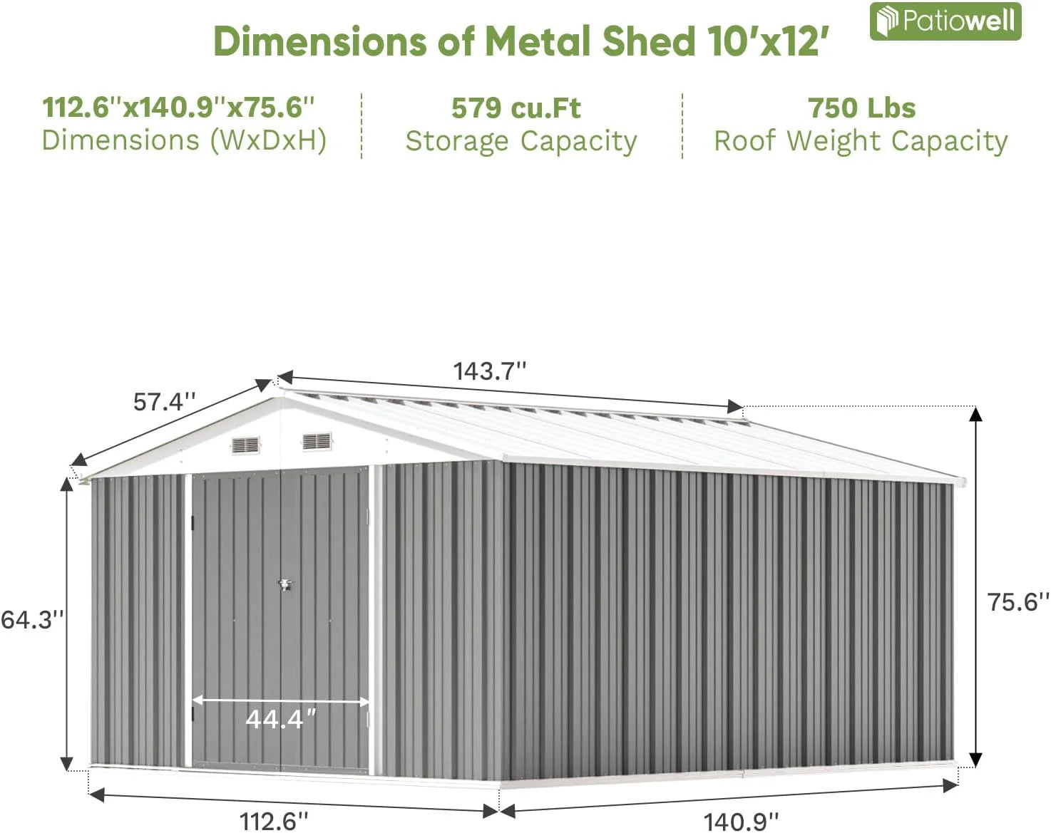 Patiowell 5x3 FT Outdoor Storage Shed Tool Shed with Sloping Roof and Lockable Door Metal Shed