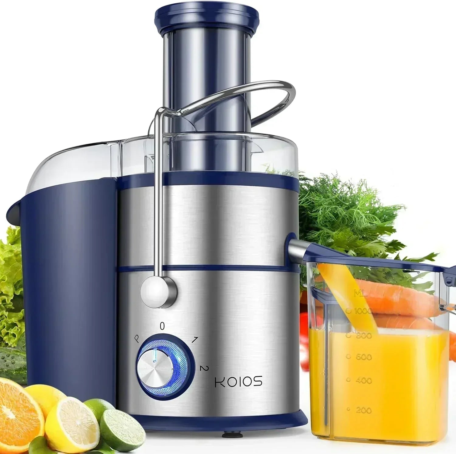 1300W KOIOS Centrifugal Juicer with Extra Large 3 Feed Chute and Titanium Filter