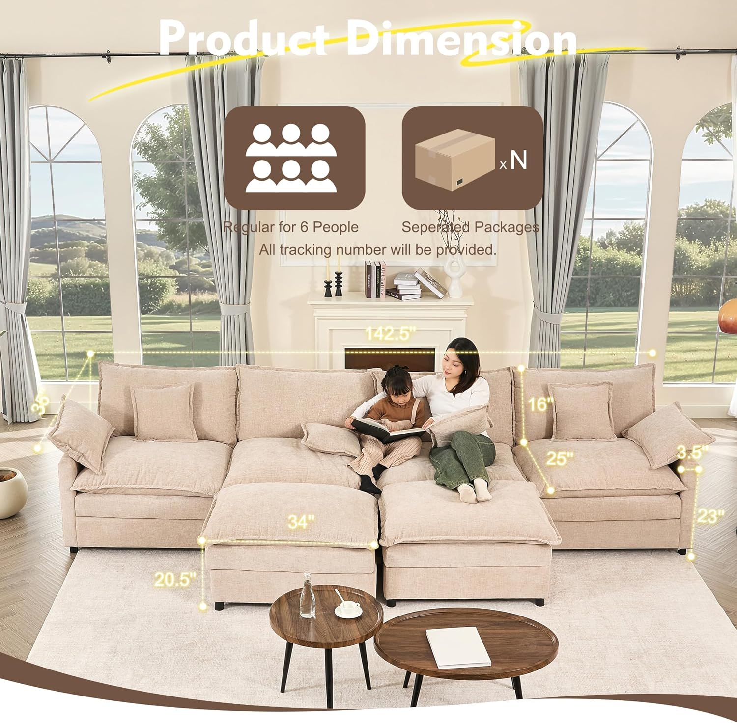 108 U-shaped sofa modular sofa three-seater comfortable cloud sofa