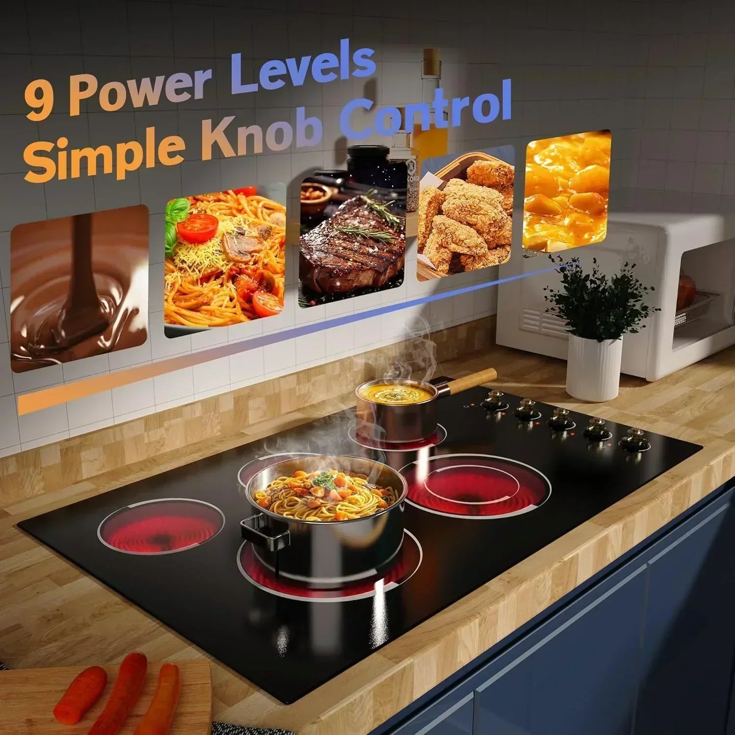 Electric Cooktop 30 Inch - 5 Burners Built-in Ceramic Cooktop 30 Electric Stove Top