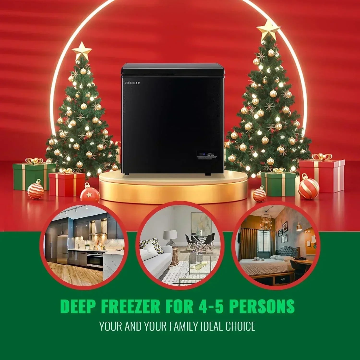 Chest Freezer 5.0Cubic Feet Deep Freezer Freestanding Freezers 2 Removable Stainless Steel Basket