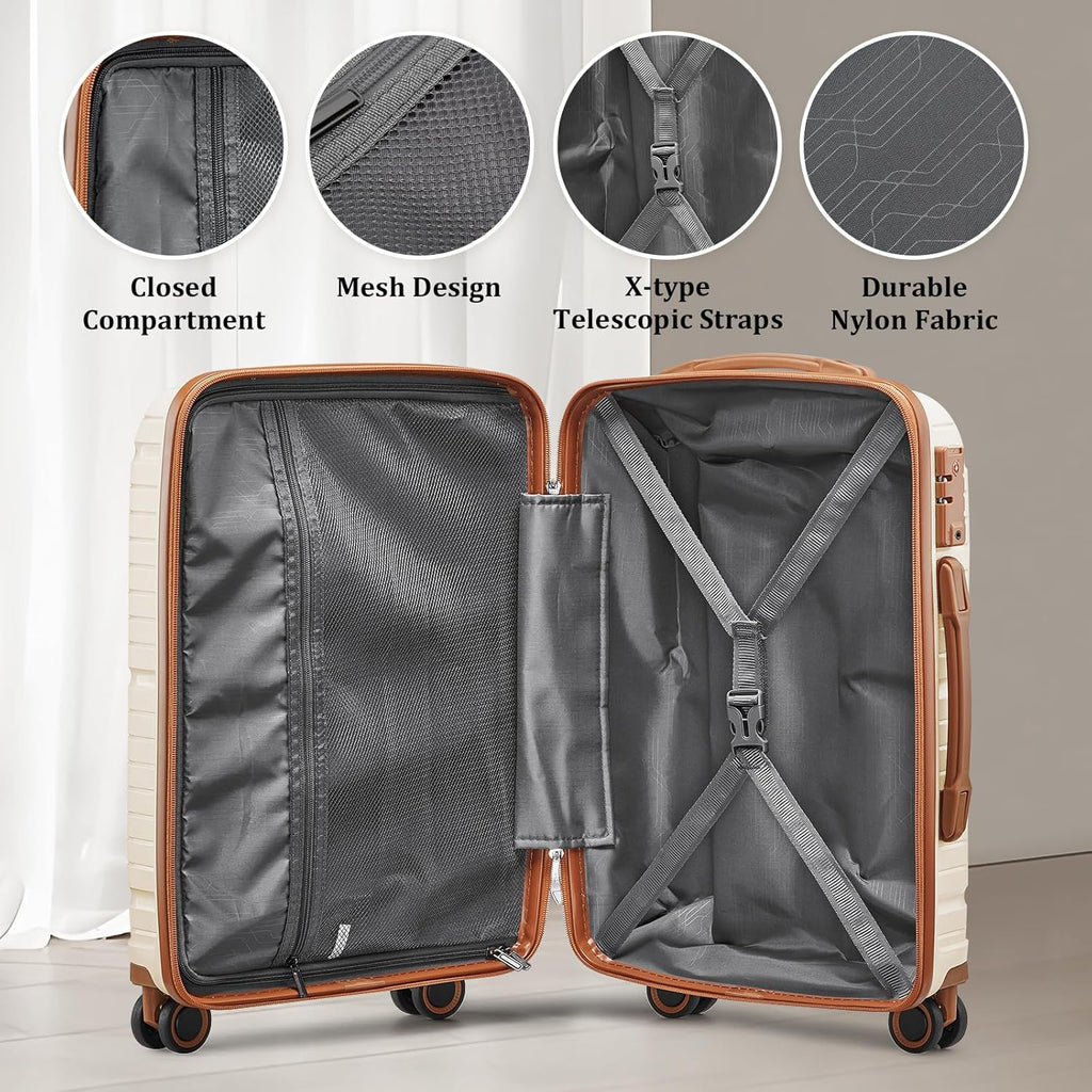 5-piece PP hardshell lightweight travel carry-on luggage set with dual spinner wheels