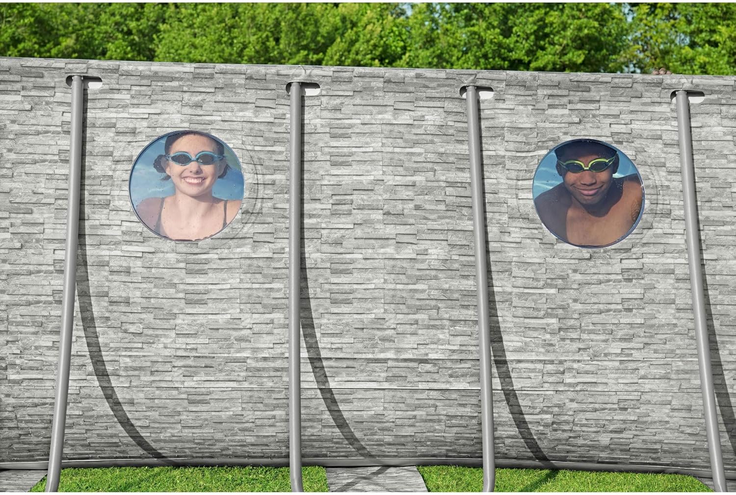 Power Steel Swim Vista Series II 14' x 8' 2 x 39.5 Above Ground Outdoor Swimming Pool Set with 530 GPH Filter Pump, Ladder, and Pool Cover