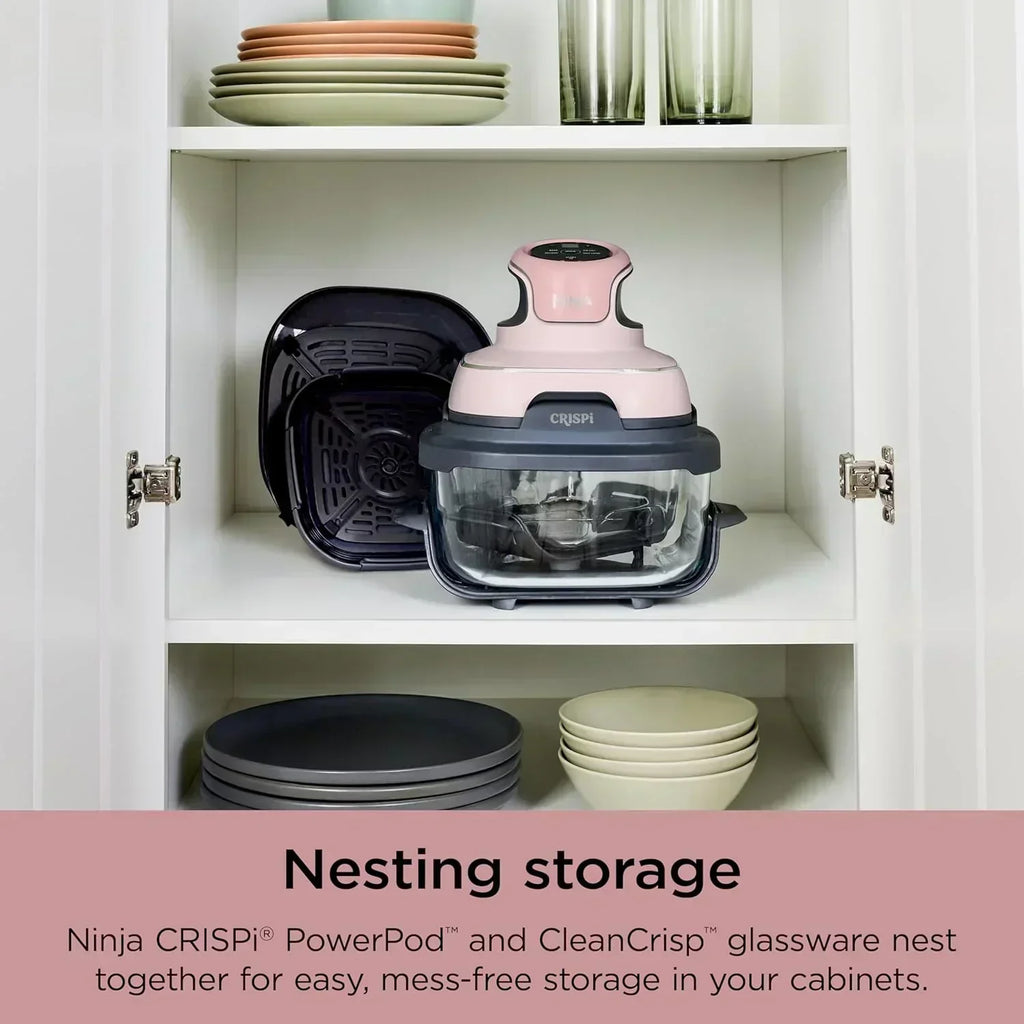 Ninja Crispi 4 in 1 Portable Glass Air Fryer Cooking System 4QT 6 Cup TempWare Glass Containers