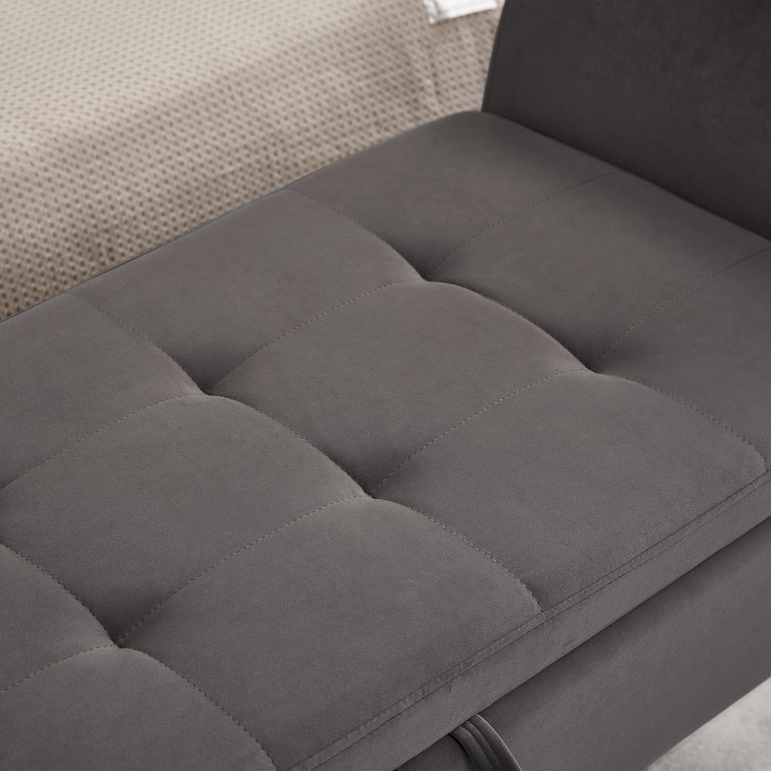 Furniliving Modern Storage Ottoman Bench, Sherpa Ottoman End of Bed Bench with Solid Wood Legs Upholstered Ottoman Benches with Storage Indoor Bench