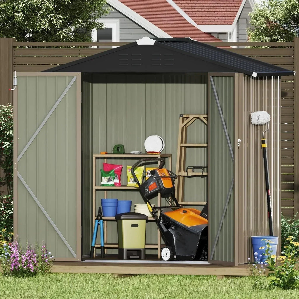 Devoko Outdoor Storage Shed Lockable Metal Garden Shed Steel Anti-Corrosion Storage House