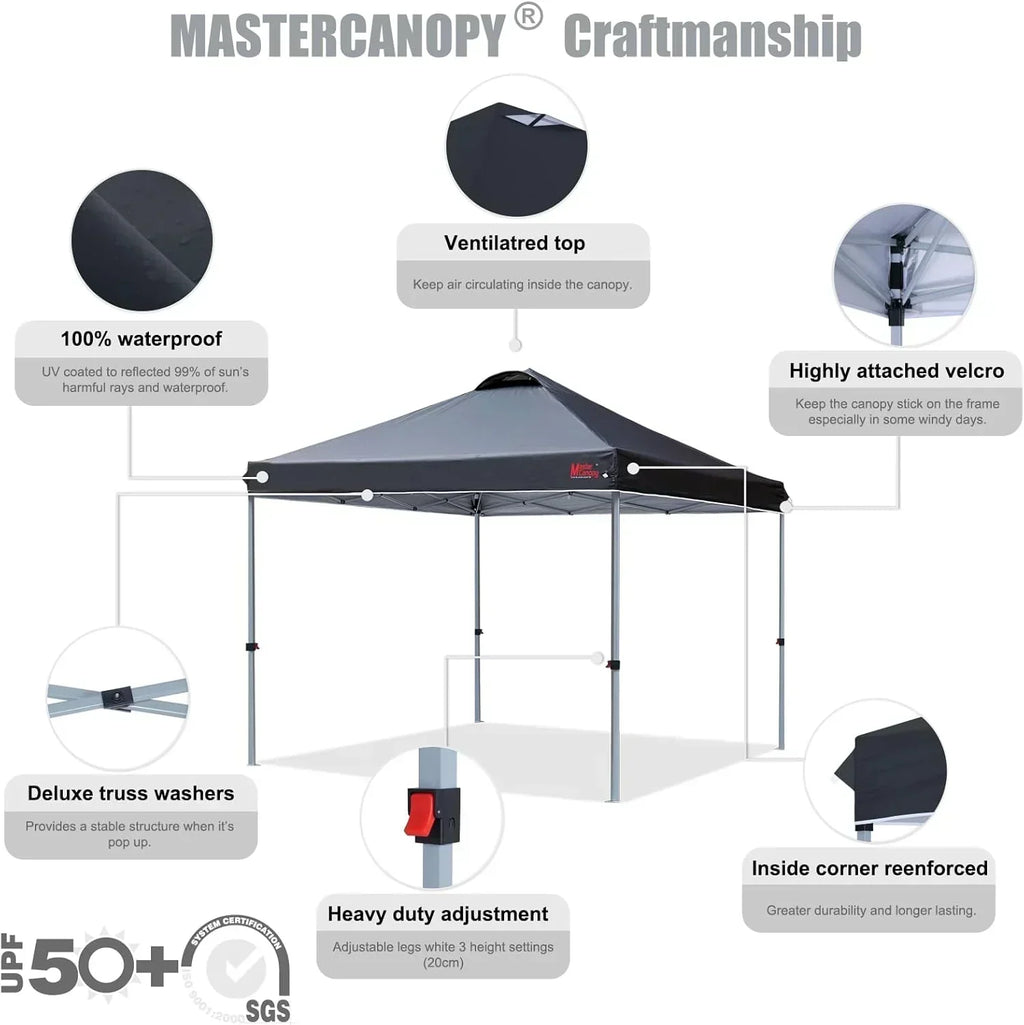 Durable Pop-up Canopy Tent with Roller Bag (10x10 Black)