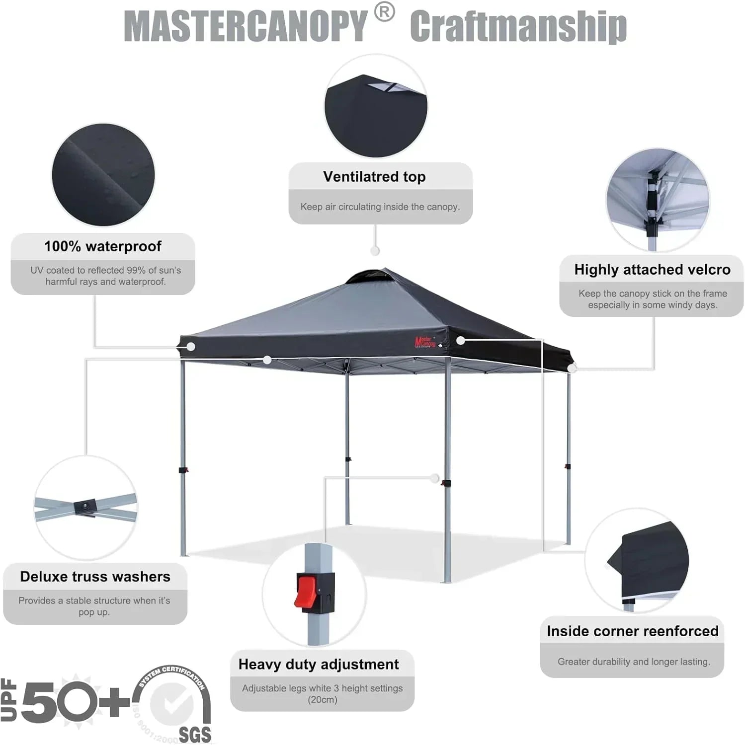 Durable Pop-up Canopy Tent with Roller Bag (10x10 Black)