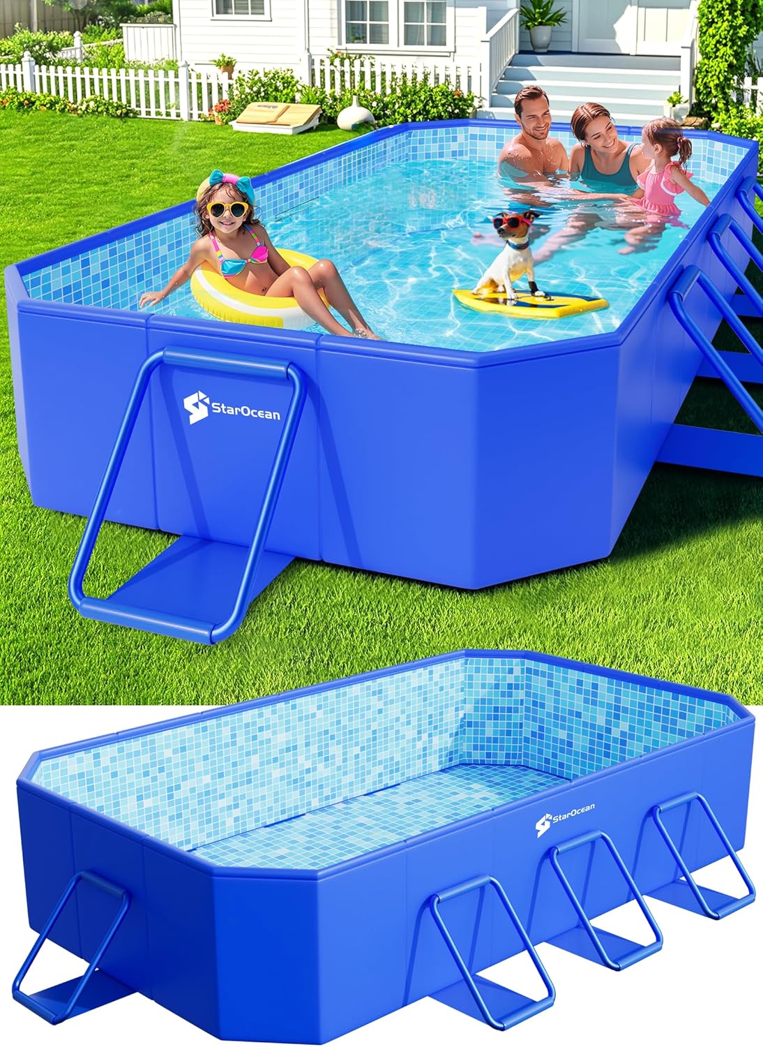 Foldable Pool, Large Non-Inflatable Swimming Pool for Kids,Adult Collapsible Pools Hard Plastic Shell, Oversized Thickened,Portable Folding Kids Pools for Backyard-Mosaic Design-89x48x20
