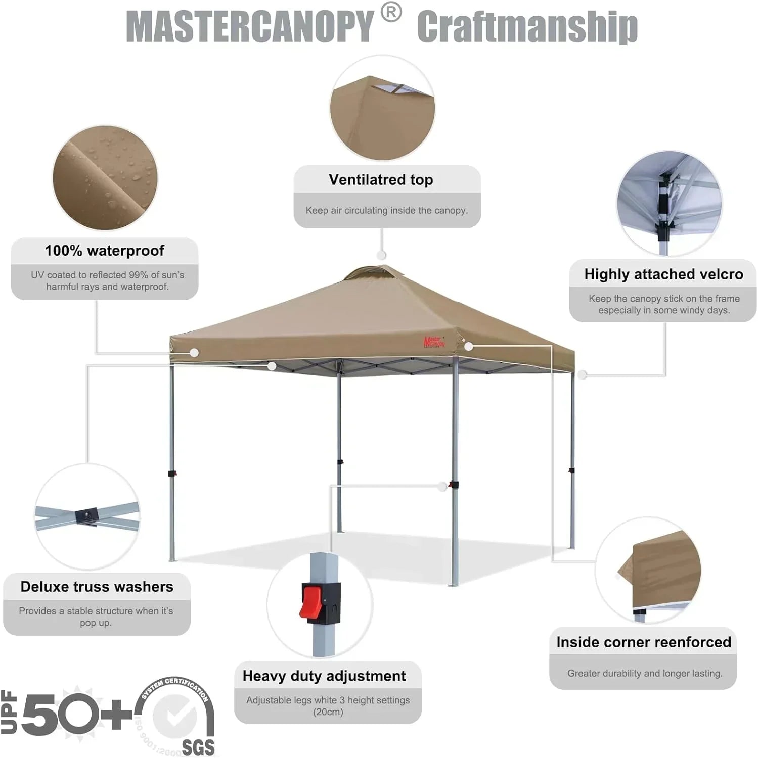 Durable Pop-up Canopy Tent with Roller Bag (10x10 Black)