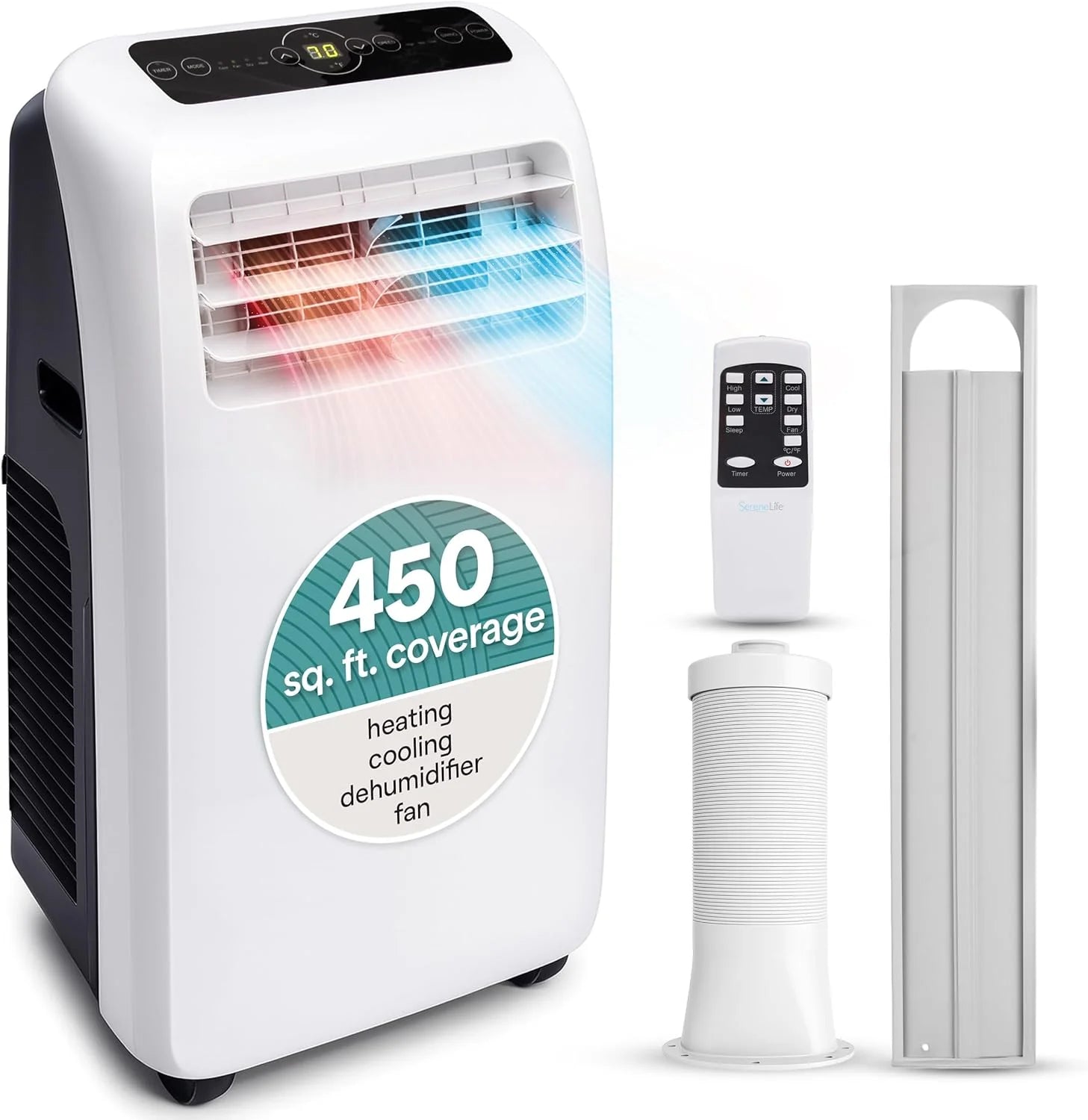 SereneLife Portable Air Conditioner With Heat Built-in Dehumidifier 10,000 BTU Portable Heater