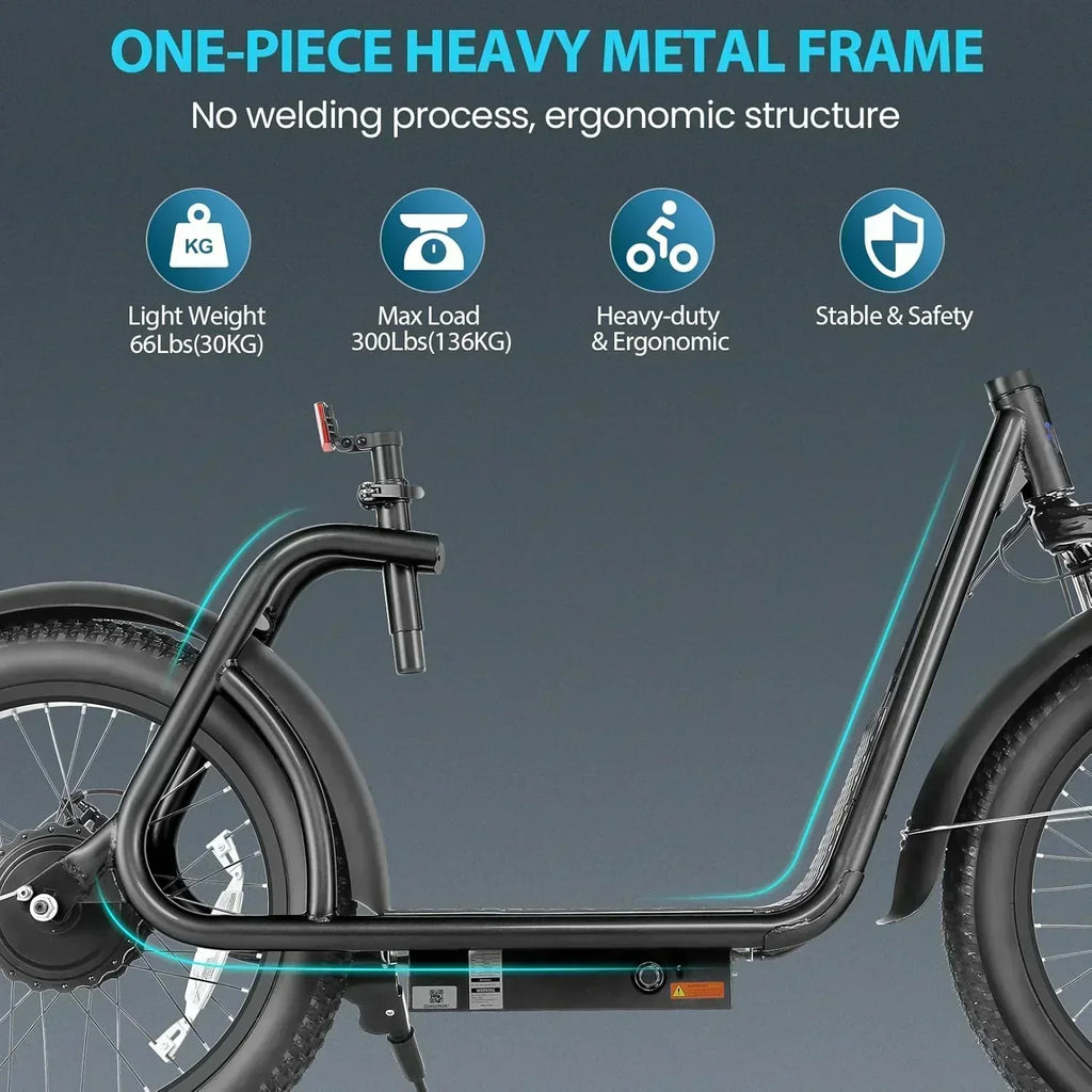 Caroma Peak 800W Foldable Adult Electric Scooter with 20-inch Wide Tires 48V Battery Basket