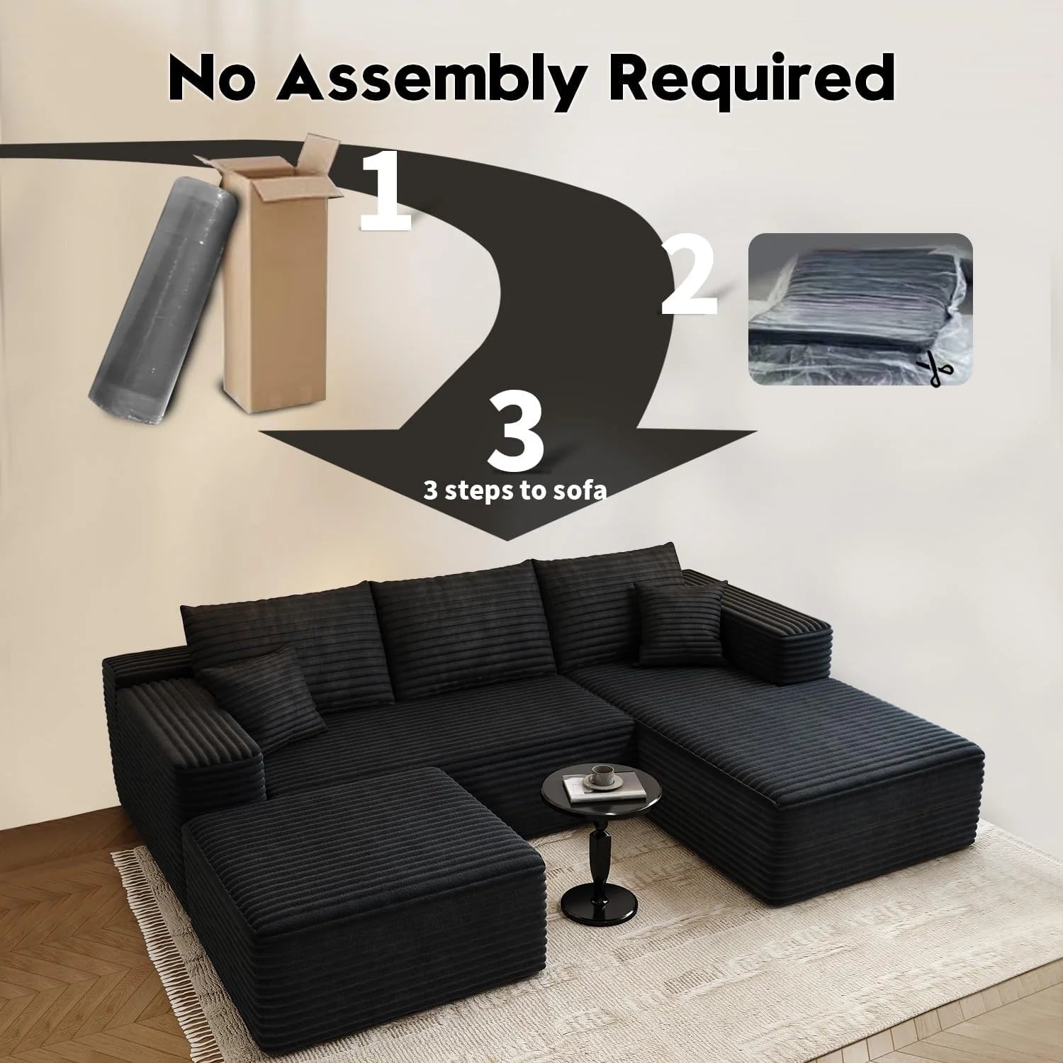 107.5 Cloud Modular Sectional Sofa Couch with L-Shape Chaise,Modern Minimalist Upholstered Couches