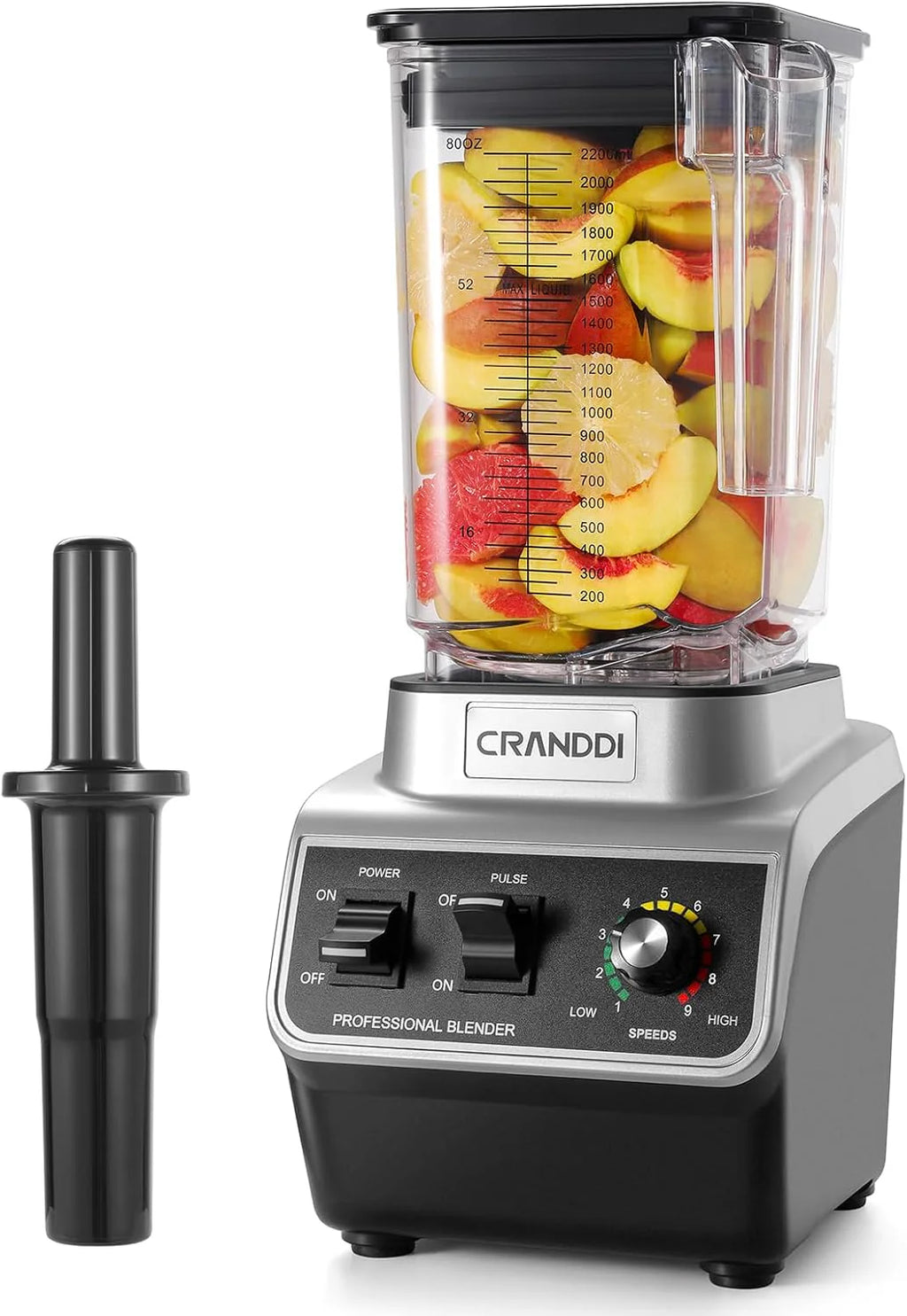 CRANDDI Professional Commercial Blender, Max 1500W, 80oz Pitcher, Powerful Blender