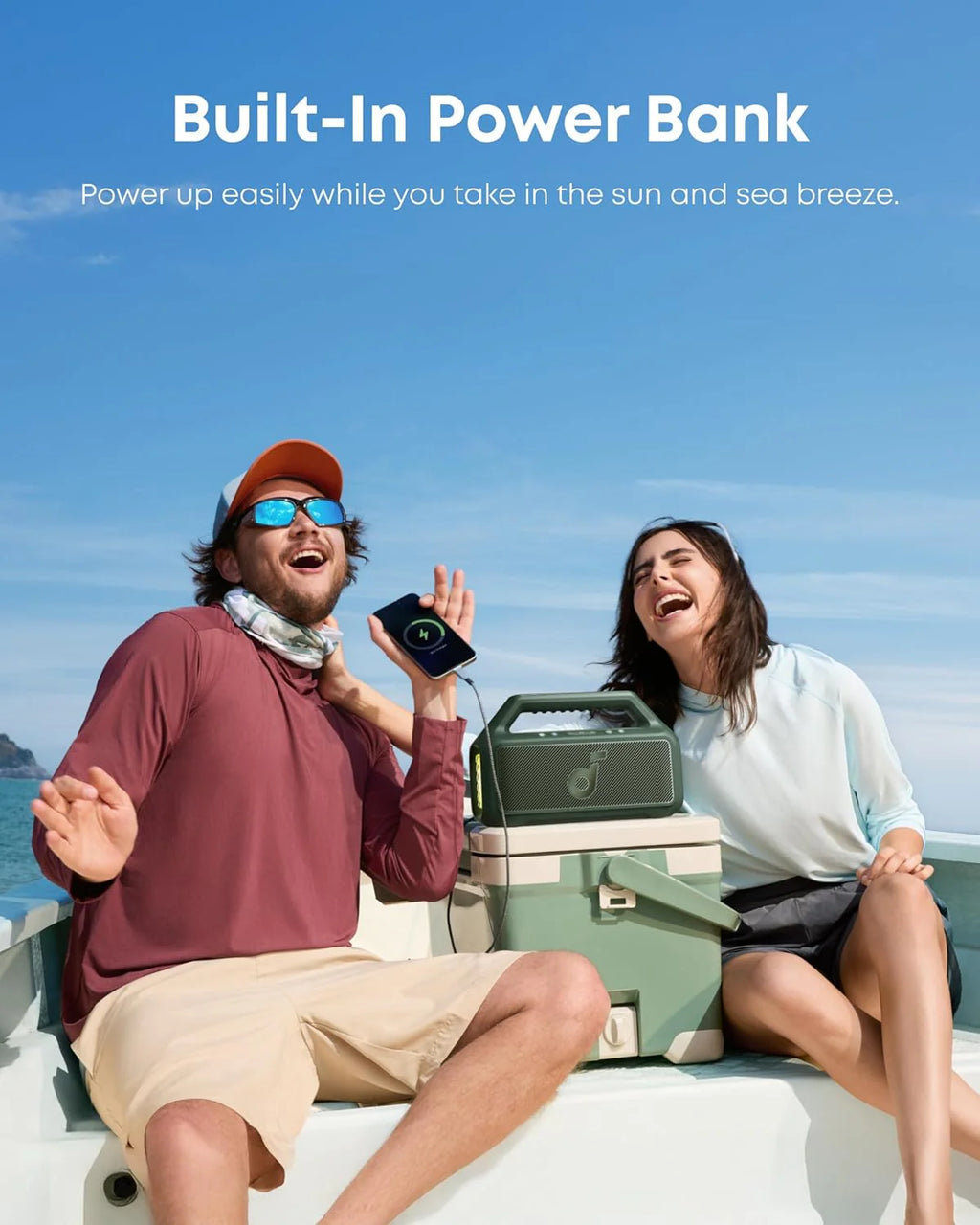 Outdoor Speaker, 80W, Subwoofer, BassUp 2.0, 24H Playtime, IPX7 Waterproof, Floatable, RGB Lights, USB-C, Custom EQ, Bluetooth 5.3, Portable for Camping, Beach, and Backyard