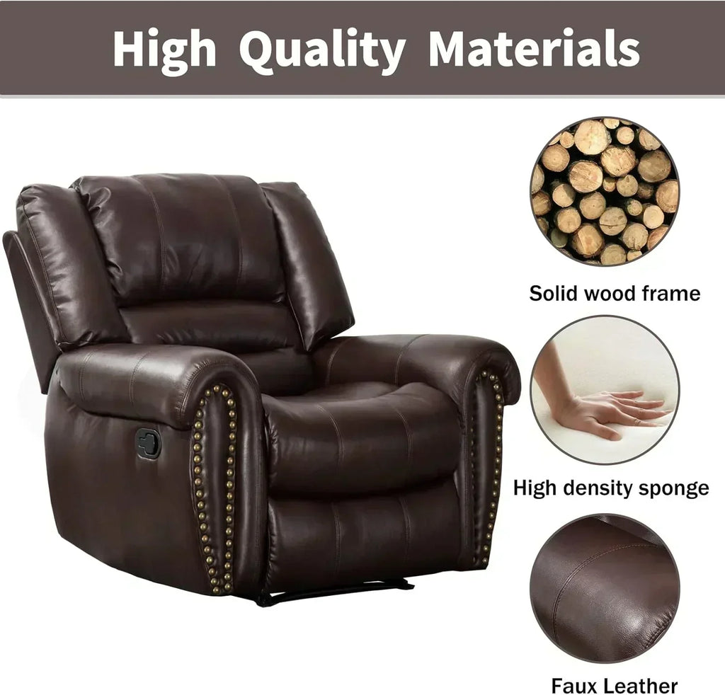 Leather recliner classic traditional manual recliner single sofa for living room