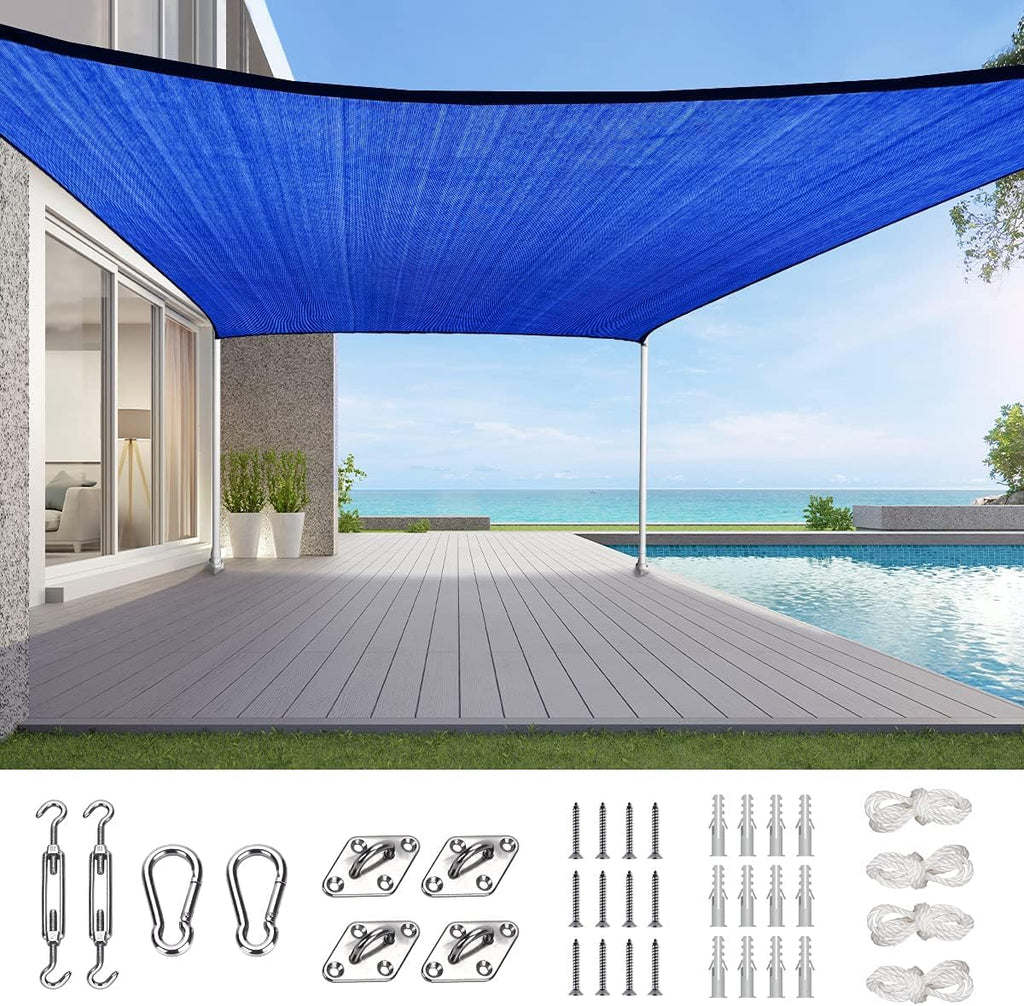 Quictent Sun Shade Sail for Patio, 185GSM Heavy Duty Rectangular Outdoor Sunshades UV Block Outside Canopy Cover for Backyard White and Grey Multi 20x26ft