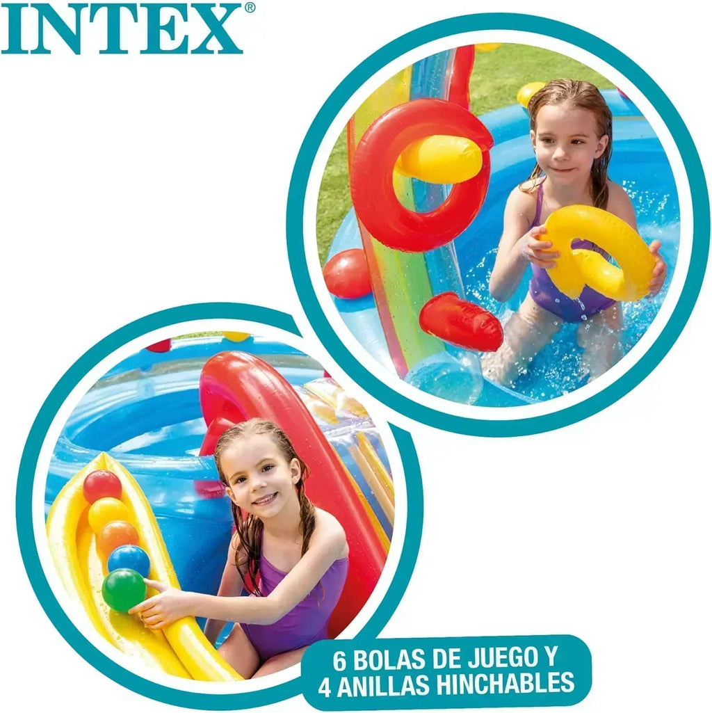 Intex 96 x 78 x 28 Inflatable Jungle Adventure Play Center Spray Kiddie Pool Water Slide