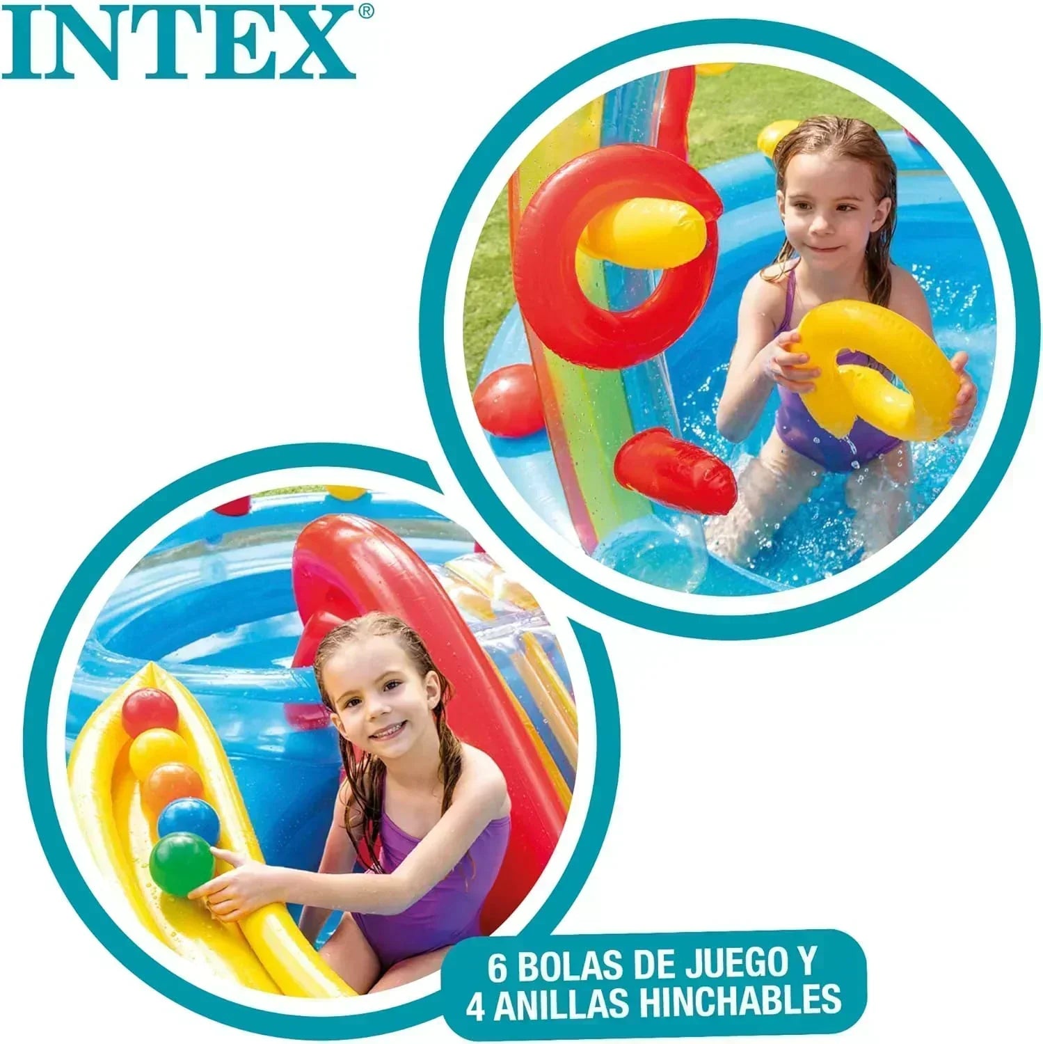 Intex 96 x 78 x 28 Inflatable Jungle Adventure Play Center Spray Kiddie Pool Water Slide
