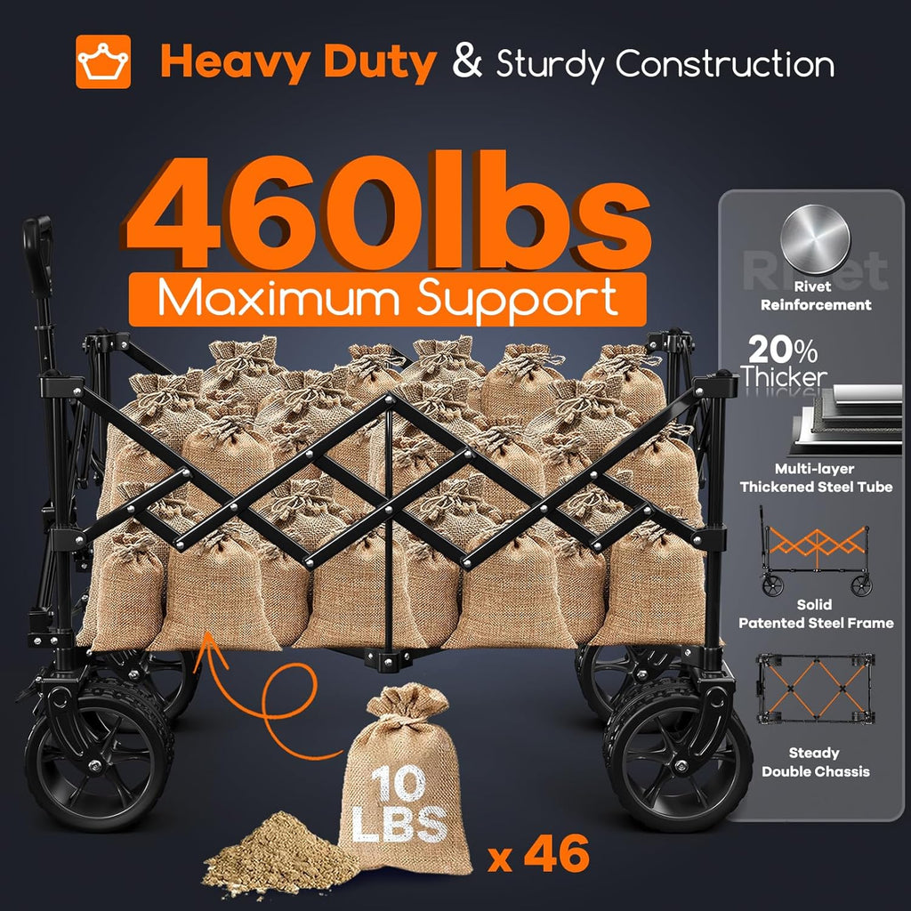 38 long foldable four-wheel stroller 460 lb capacity 220 liter folding beach stroller