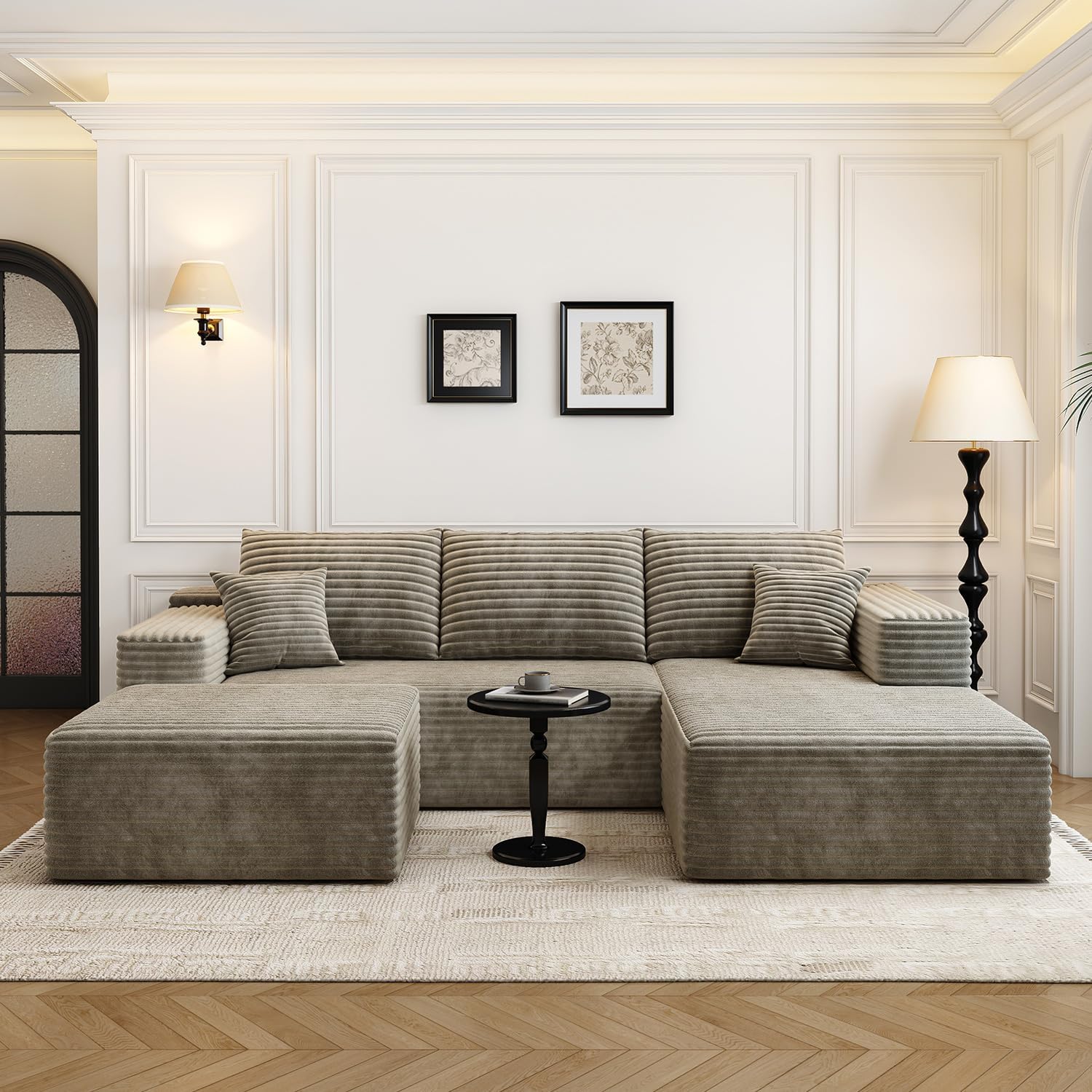 107.5 Cloud Modular Sectional Sofa Couch with L-Shape Chaise,Modern Minimalist Upholstered Couches