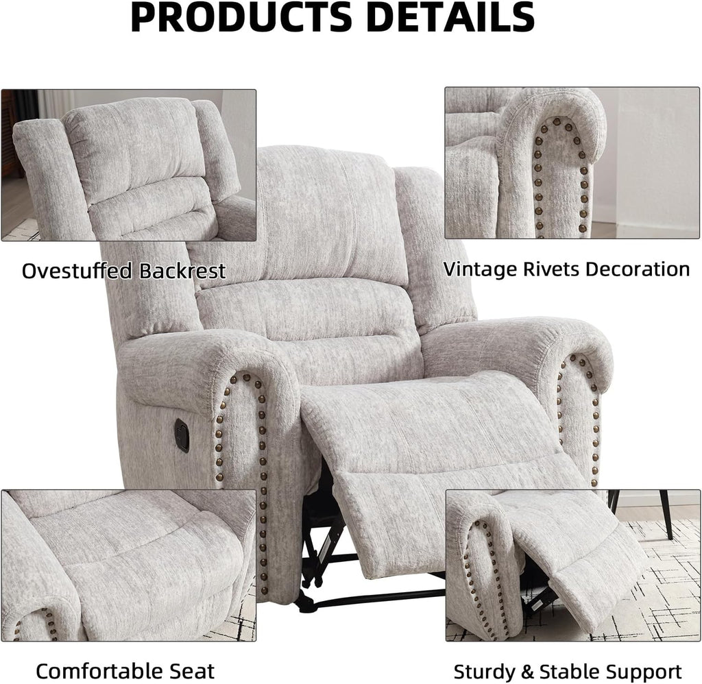 Leather recliner classic traditional manual recliner single sofa for living room