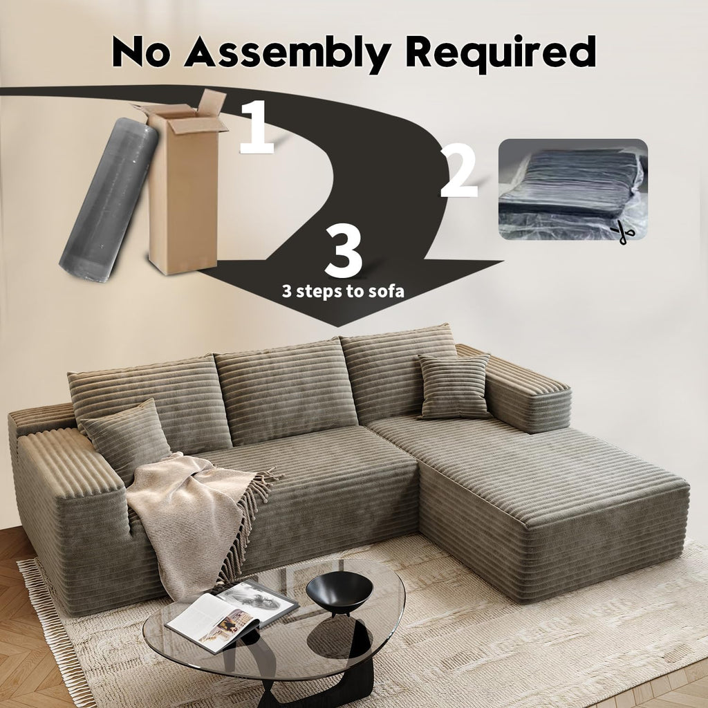 107.5 Cloud Modular Sectional Sofa Couch with L-Shape Chaise,Modern Minimalist Upholstered Couches